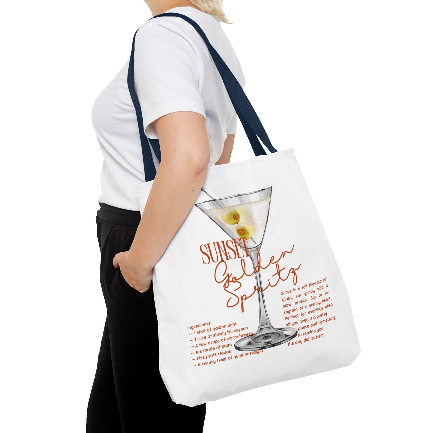 Sunset Golden Spirits Tote Bag, Cocktail Lover Gift, Canvas Bag for Beach, Party, or Everyday Use, Fun Summer Accessory, Travel Tote