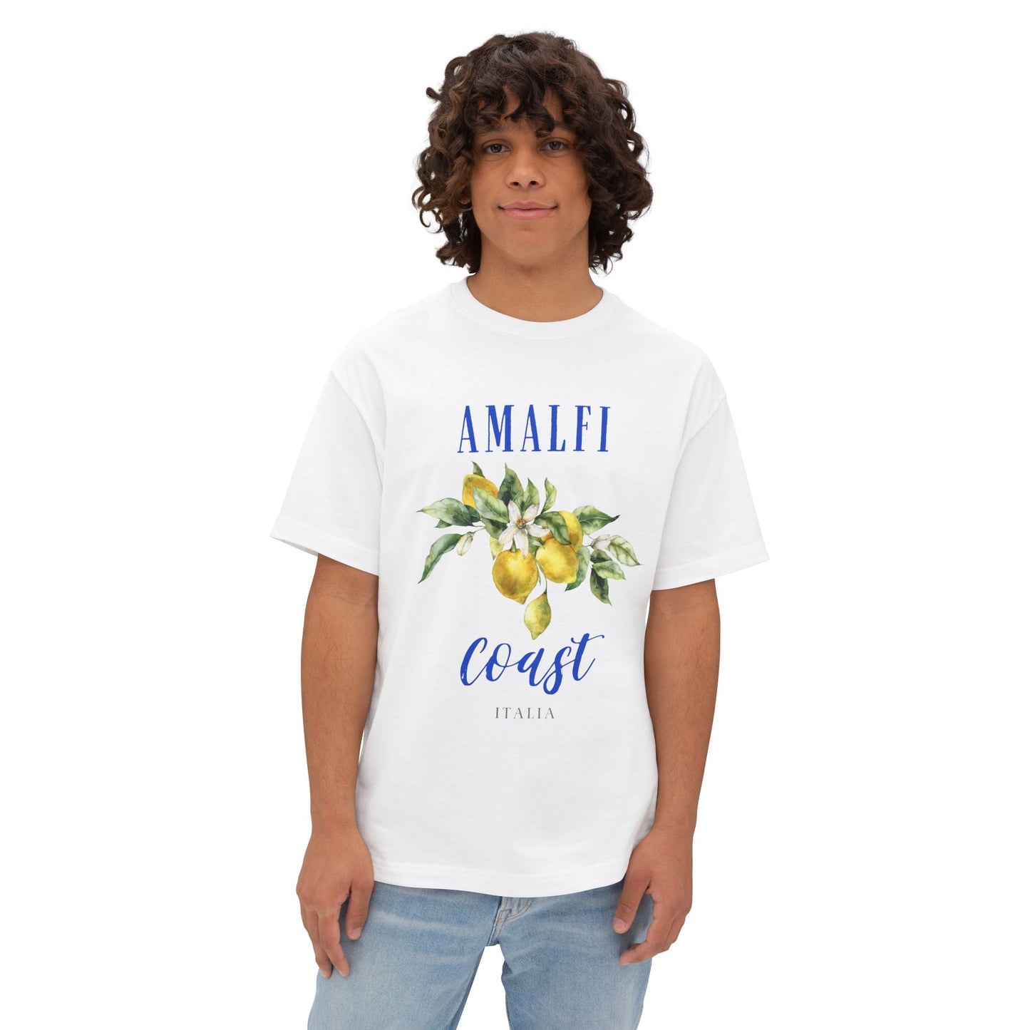 Amalfi Coast Lemon Unisex Oversized Boxy Tee, Comfortable Summer Shirt, Casual Beachwear