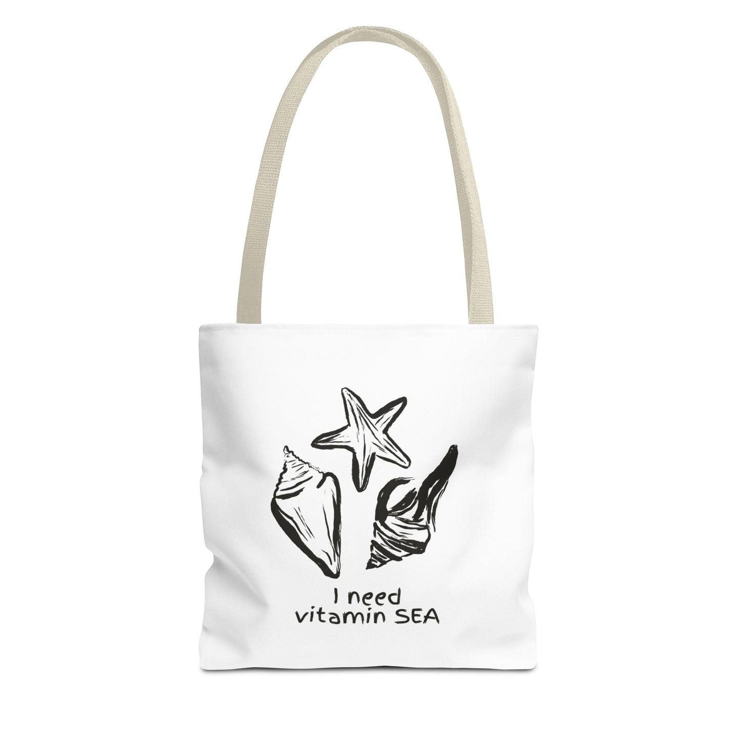 Beachy Tote Bag - I Need Vitamin SEA, Ocean Lover Reusable Shopping Tote, Cute Bag for Travel