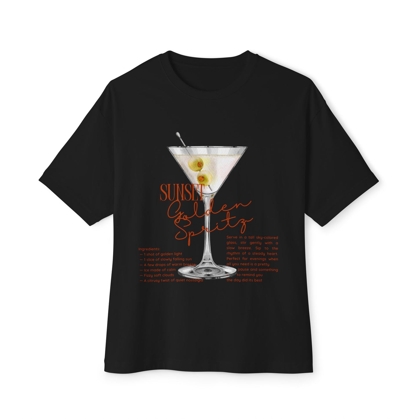 Chic Cocktail Tee for Relaxed Vibes, Unisex Boxy Shirt, Fun Graphic Tee