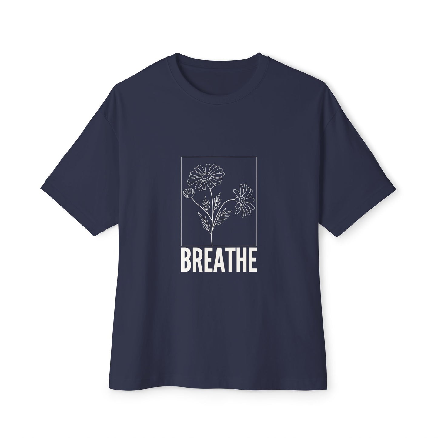 Relaxed Fit T-Shirt with 'Breathe' Design for Mindfulness - Unisex Oversized Boxy Tee