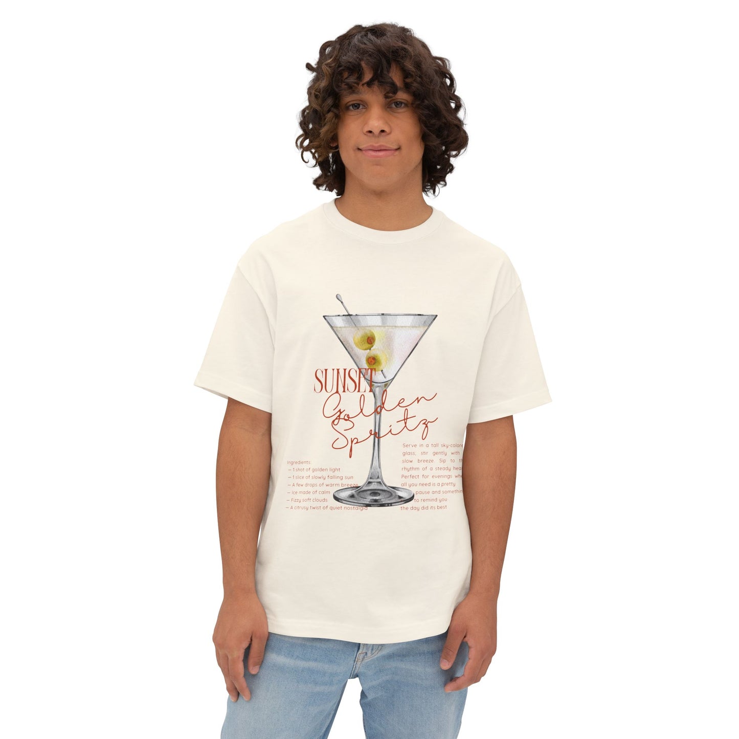 Chic Cocktail Tee for Relaxed Vibes, Unisex Boxy Shirt, Fun Graphic Tee