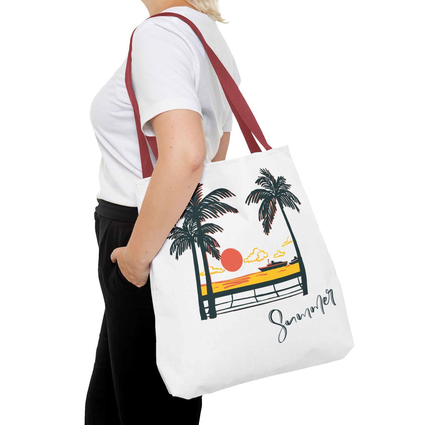 Tote Bag with Summer Vibes, Beach Tote, Palm Tree Design, Stylish Summer Accessory