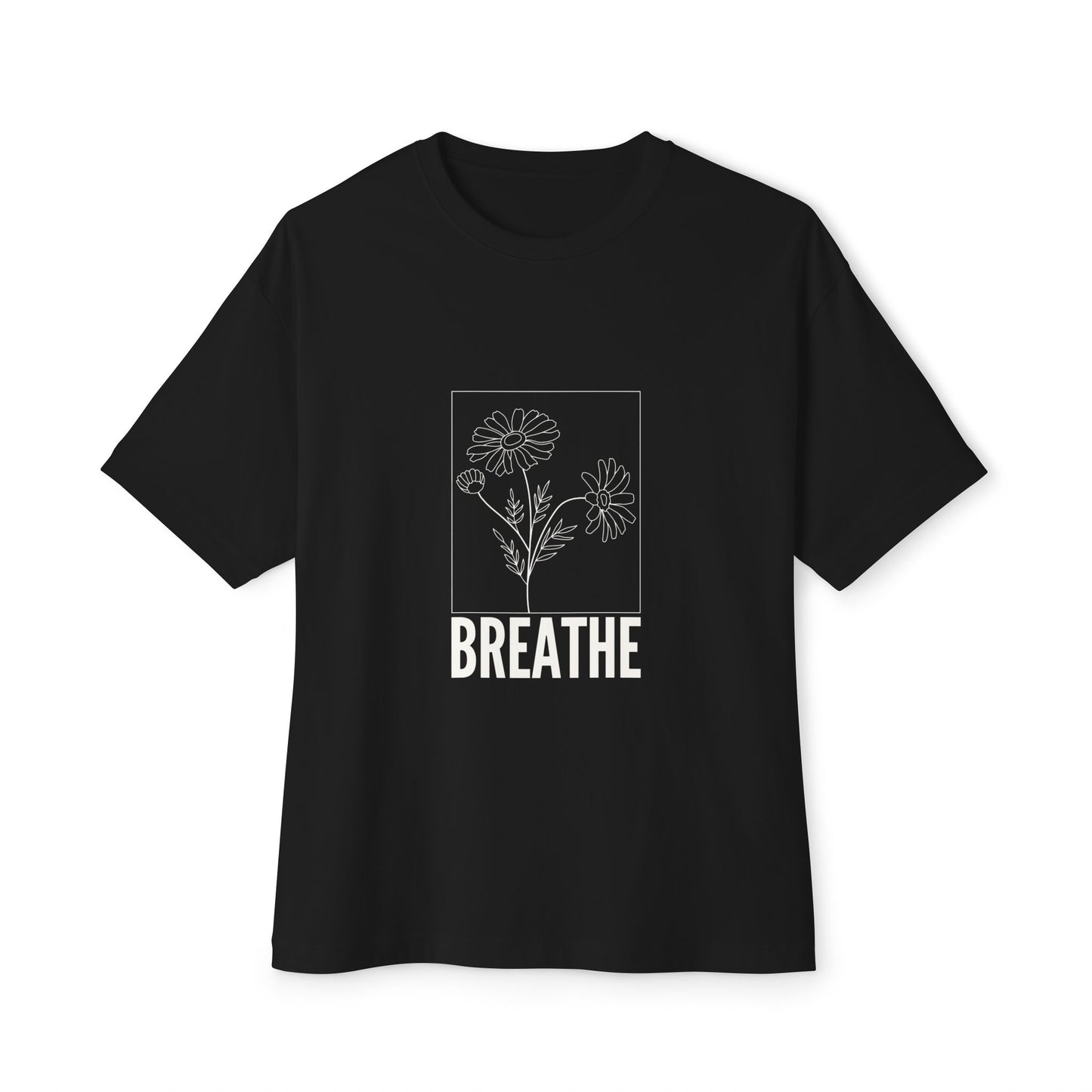 Relaxed Fit T-Shirt with 'Breathe' Design for Mindfulness - Unisex Oversized Boxy Tee