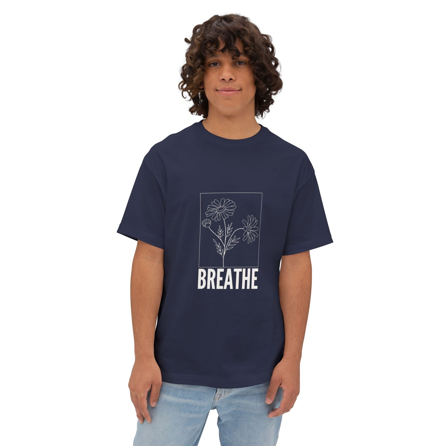 Relaxed Fit T-Shirt with 'Breathe' Design for Mindfulness - Unisex Oversized Boxy Tee