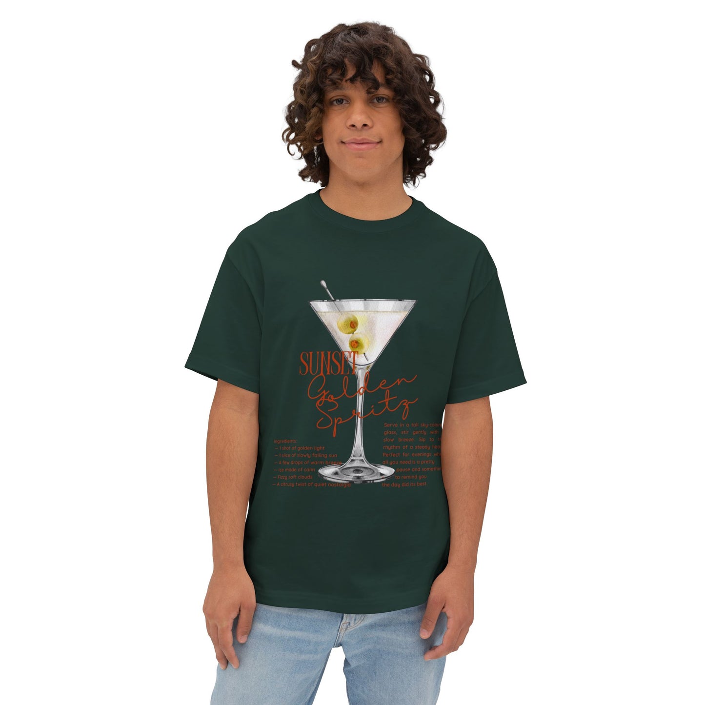 Chic Cocktail Tee for Relaxed Vibes, Unisex Boxy Shirt, Fun Graphic Tee