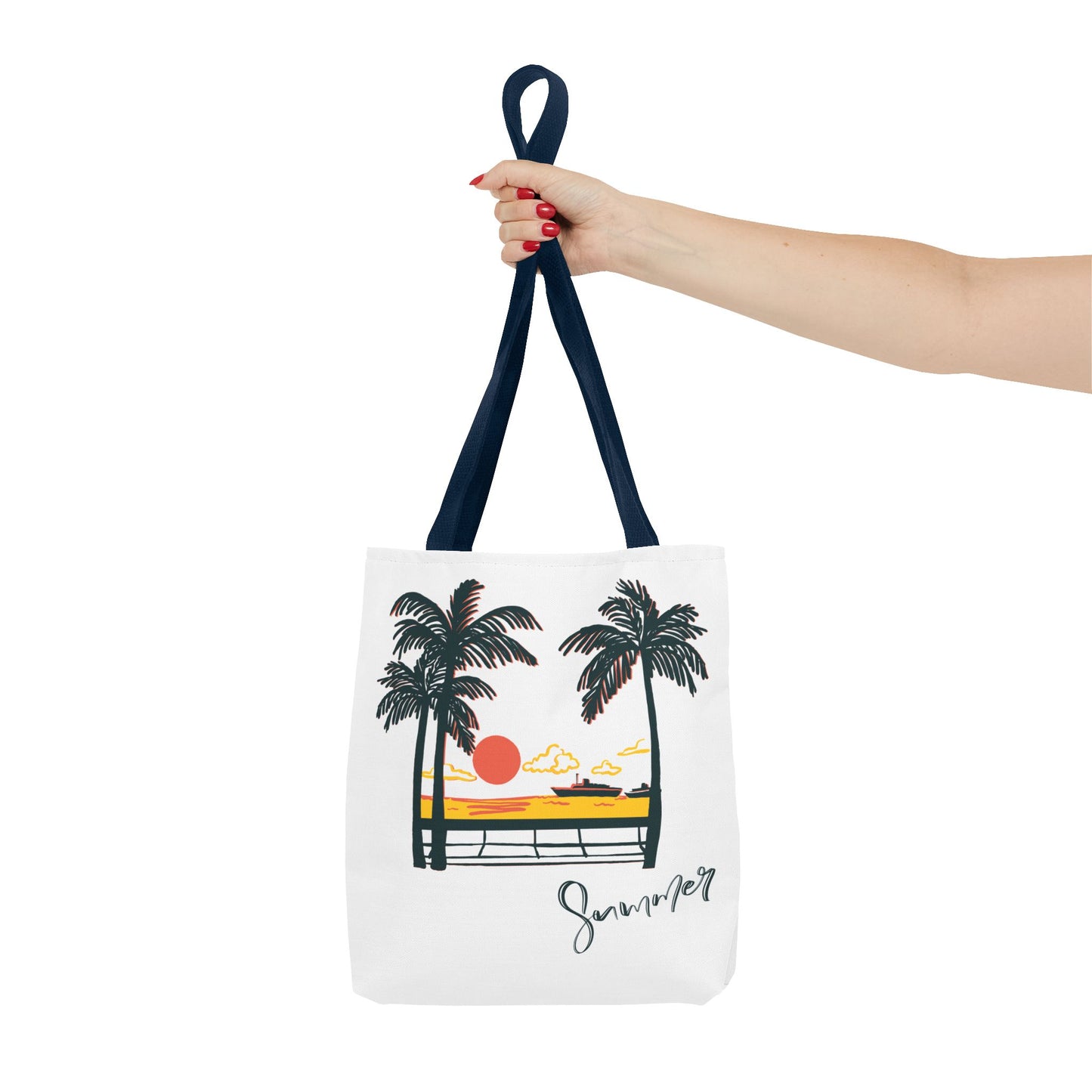 Tote Bag with Summer Vibes, Beach Tote, Palm Tree Design, Stylish Summer Accessory