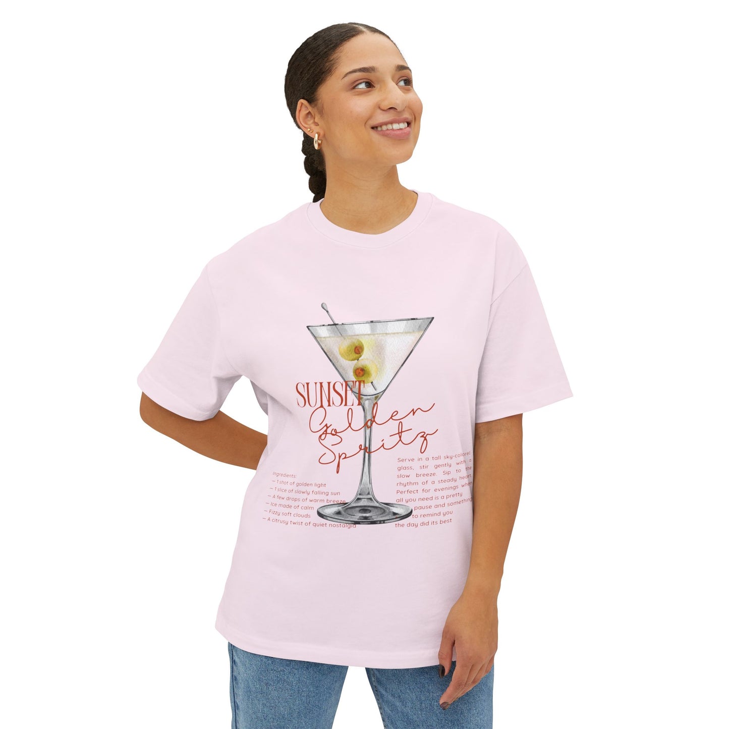 Chic Cocktail Tee for Relaxed Vibes, Unisex Boxy Shirt, Fun Graphic Tee
