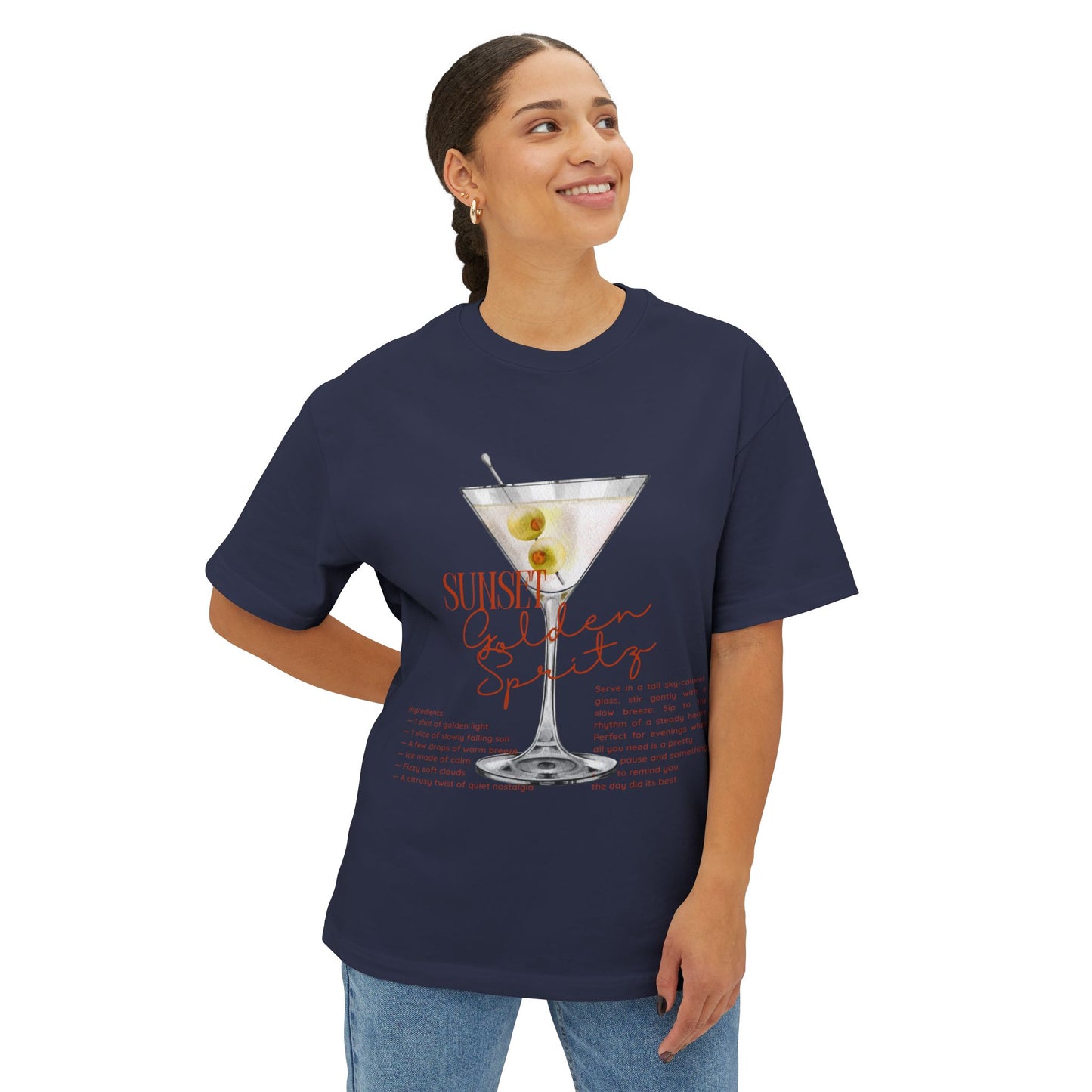 Chic Cocktail Tee for Relaxed Vibes, Unisex Boxy Shirt, Fun Graphic Tee