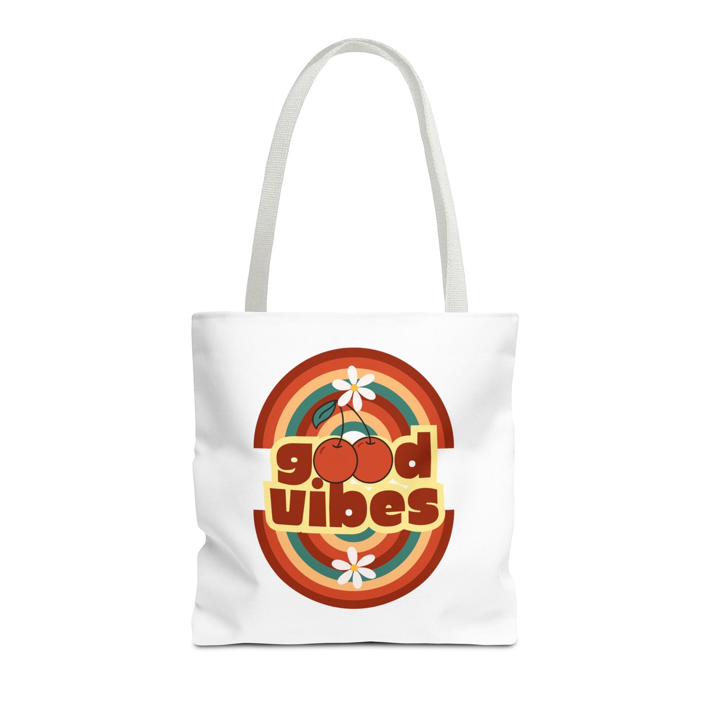 Retro Good Vibes Tote Bag, Stylish Eco-Friendly Tote Beach Bag