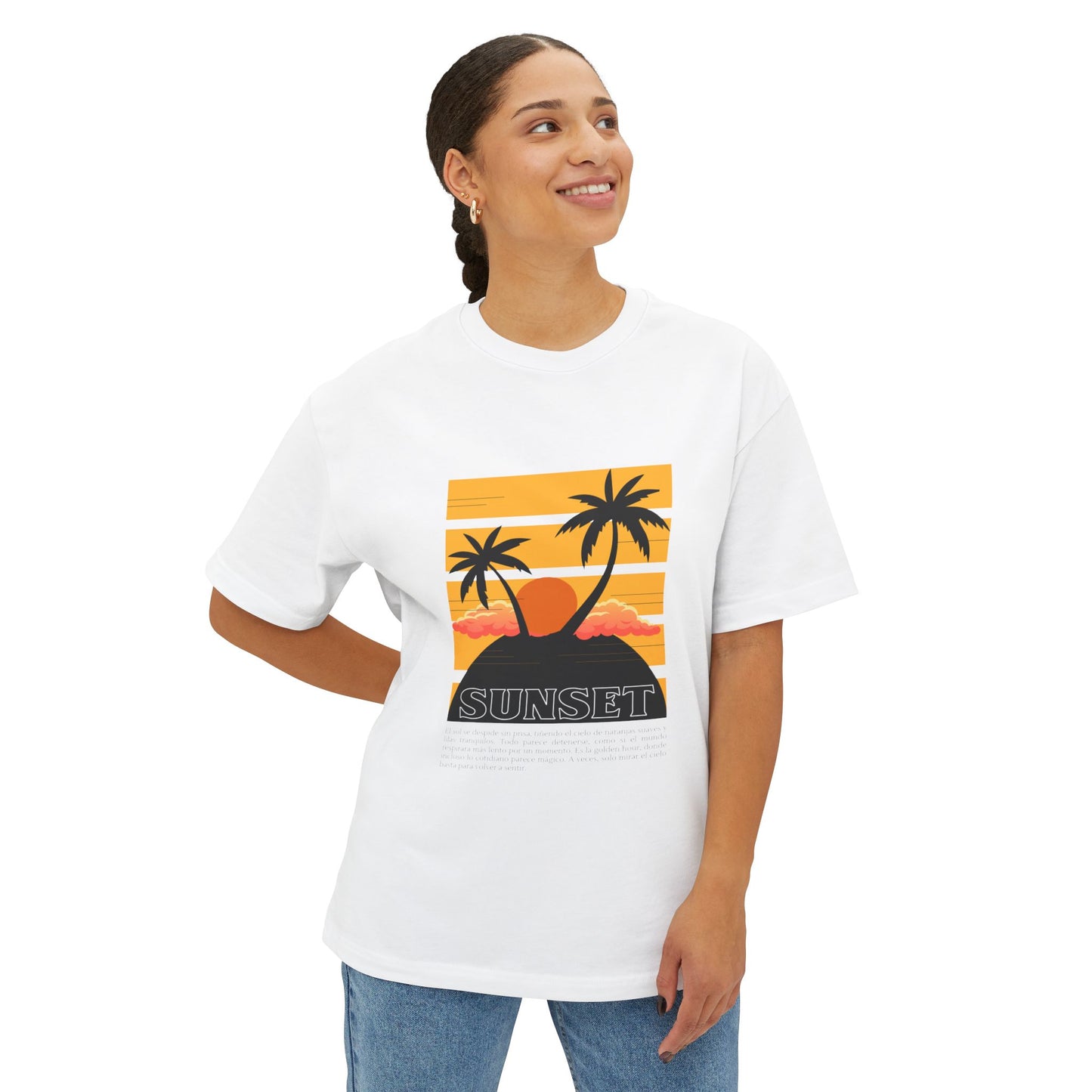 Sunset Vibes Unisex Boxy Tee | Oversized T-Shirt, Summer Style, Beach Outfit