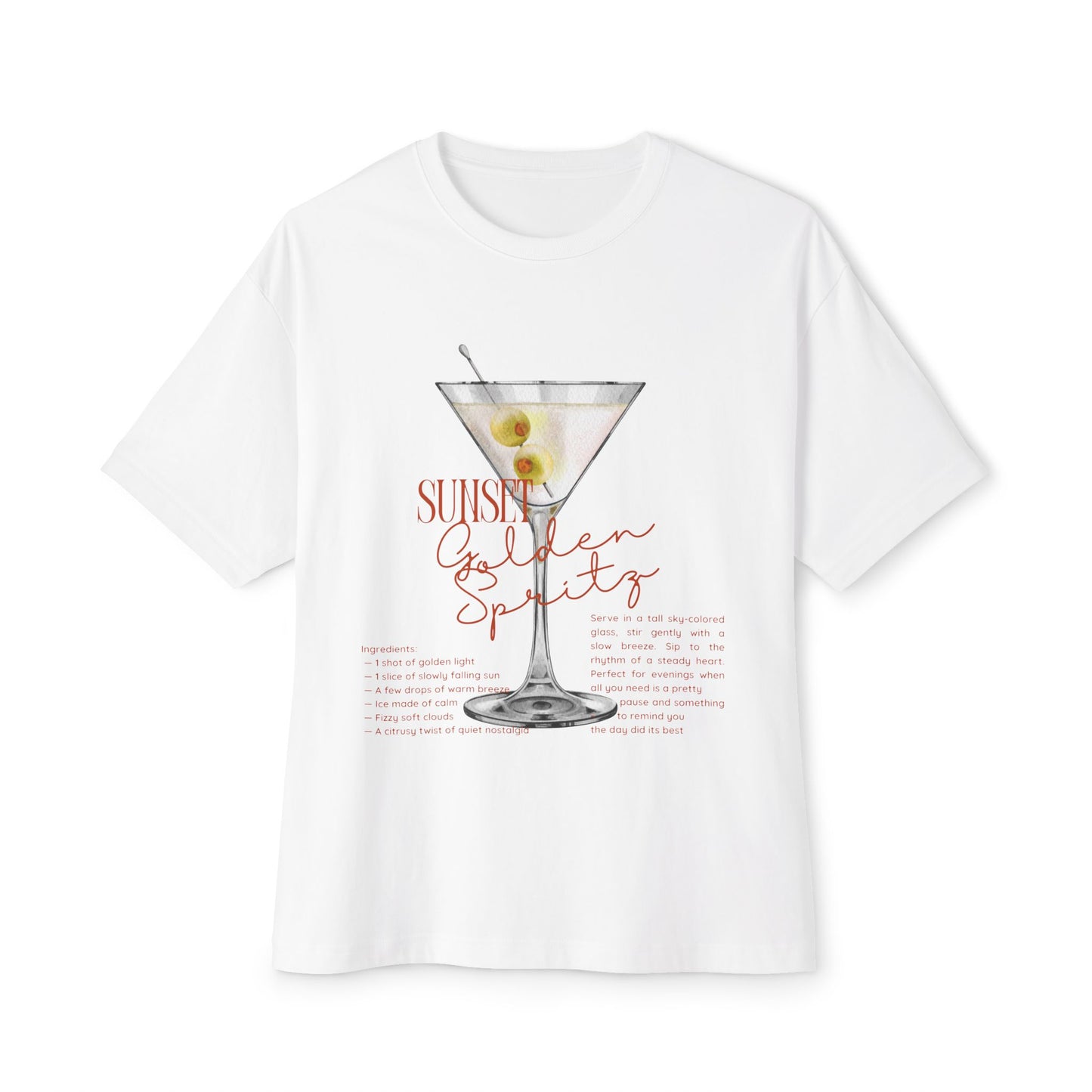 Chic Cocktail Tee for Relaxed Vibes, Unisex Boxy Shirt, Fun Graphic Tee
