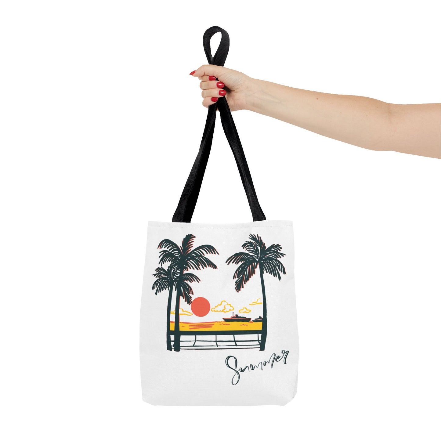 Tote Bag with Summer Vibes, Beach Tote, Palm Tree Design, Stylish Summer Accessory
