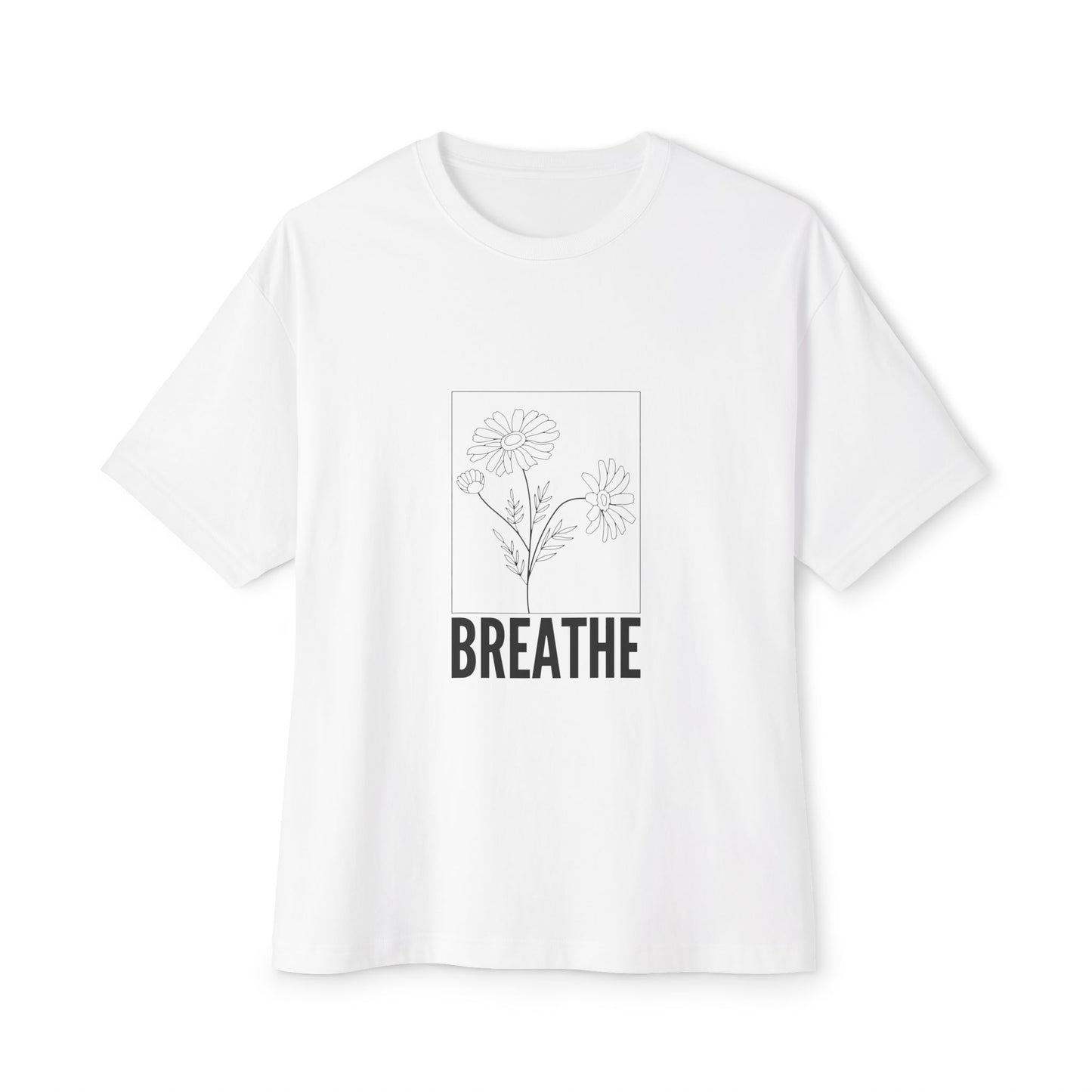 Relaxed Fit T-Shirt with 'Breathe' Design for Mindfulness - Unisex Oversized Boxy Tee