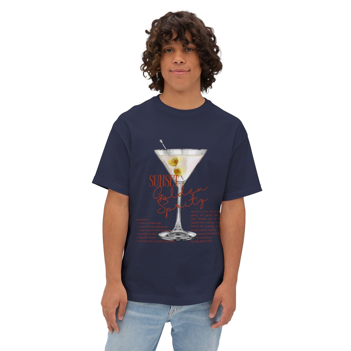Chic Cocktail Tee for Relaxed Vibes, Unisex Boxy Shirt, Fun Graphic Tee