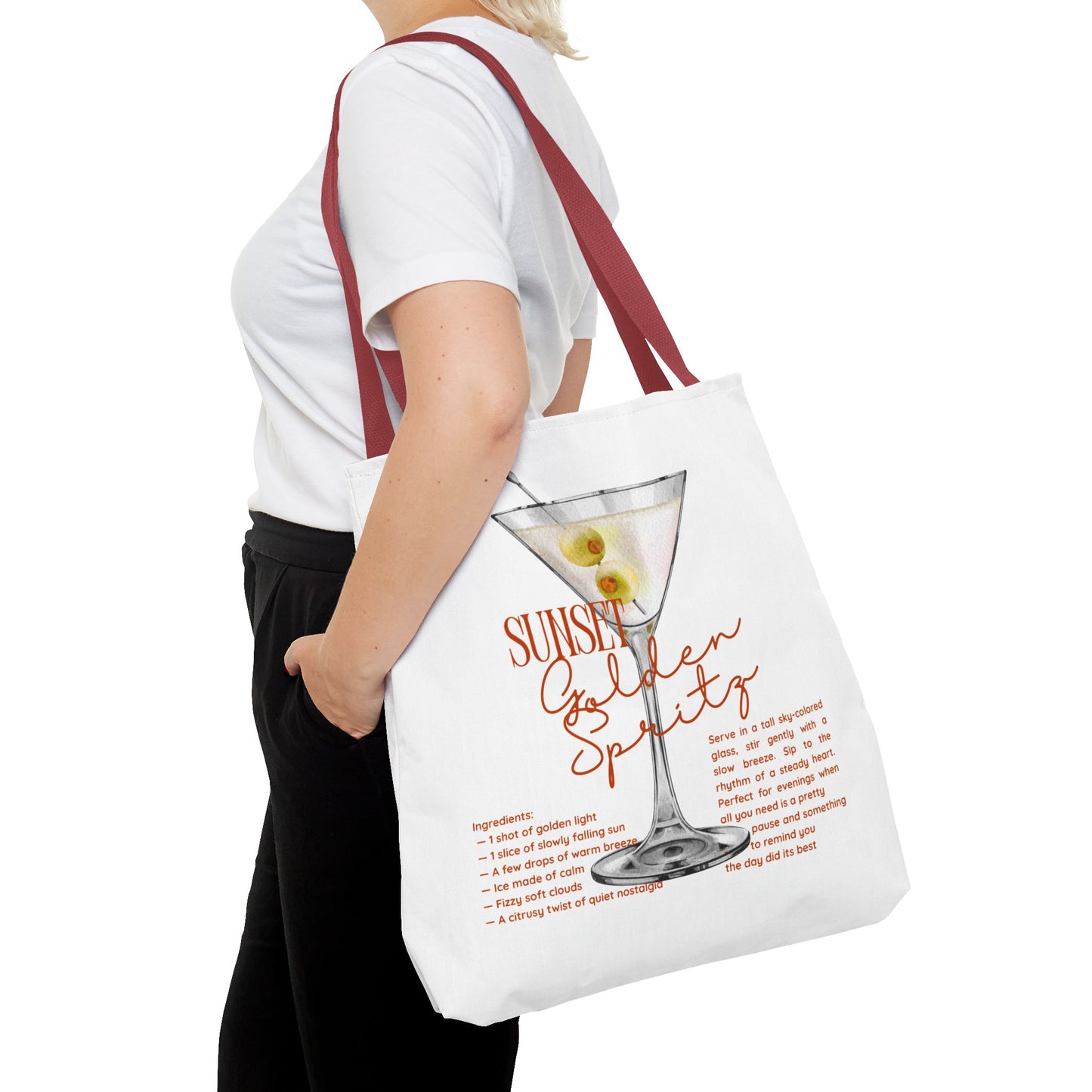 Sunset Golden Spirits Tote Bag, Cocktail Lover Gift, Canvas Bag for Beach, Party, or Everyday Use, Fun Summer Accessory, Travel Tote