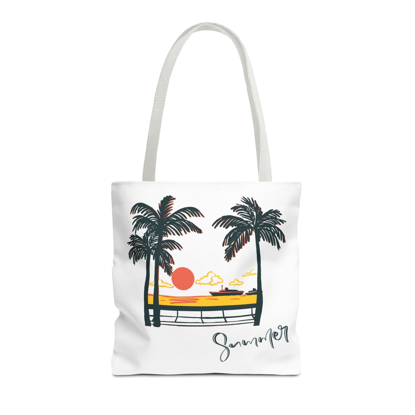 Tote Bag with Summer Vibes, Beach Tote, Palm Tree Design, Stylish Summer Accessory