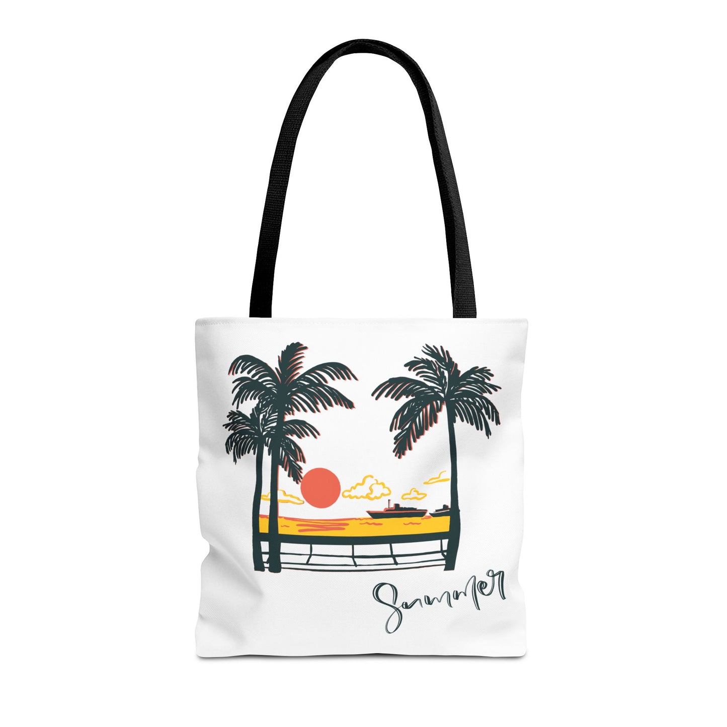 Tote Bag with Summer Vibes, Beach Tote, Palm Tree Design, Stylish Summer Accessory