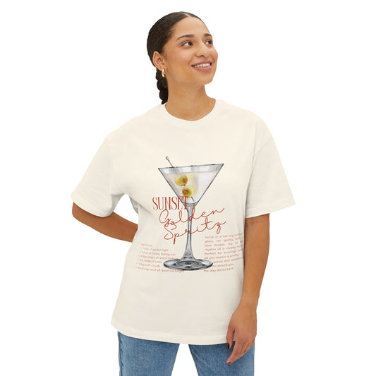 Chic Cocktail Tee for Relaxed Vibes, Unisex Boxy Shirt, Fun Graphic Tee