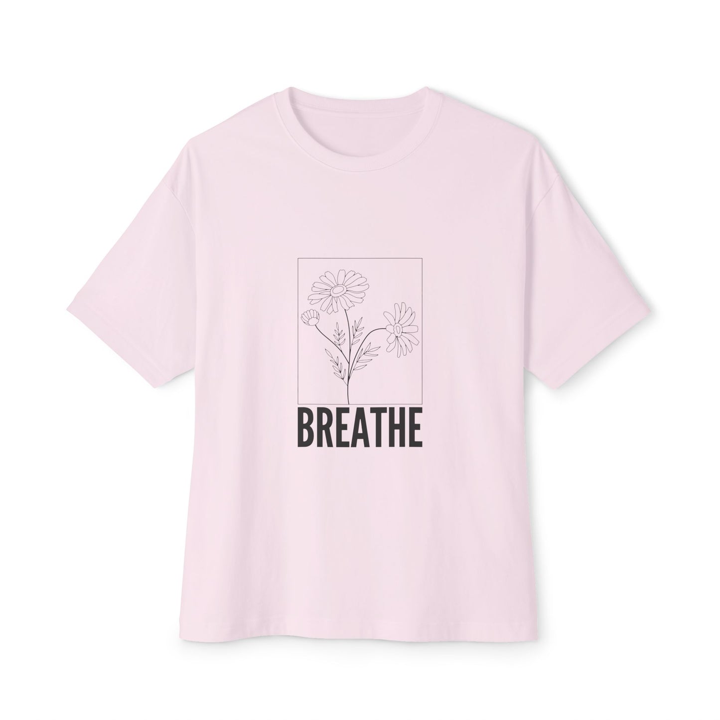 Relaxed Fit T-Shirt with 'Breathe' Design for Mindfulness - Unisex Oversized Boxy Tee