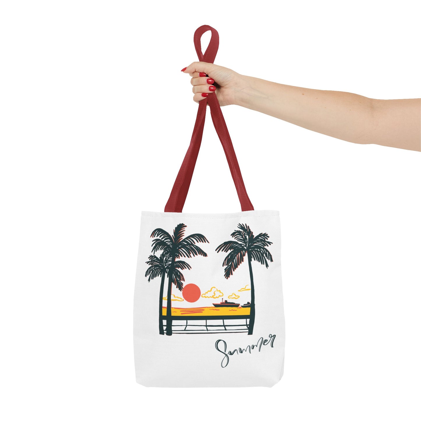 Tote Bag with Summer Vibes, Beach Tote, Palm Tree Design, Stylish Summer Accessory