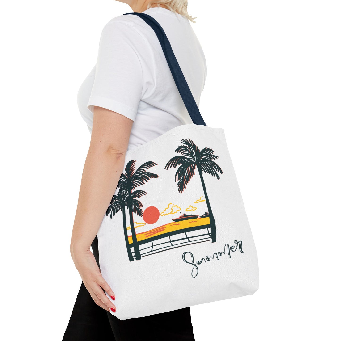 Tote Bag with Summer Vibes, Beach Tote, Palm Tree Design, Stylish Summer Accessory