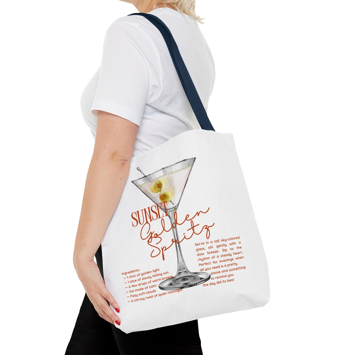 Sunset Golden Spirits Tote Bag, Cocktail Lover Gift, Canvas Bag for Beach, Party, or Everyday Use, Fun Summer Accessory, Travel Tote