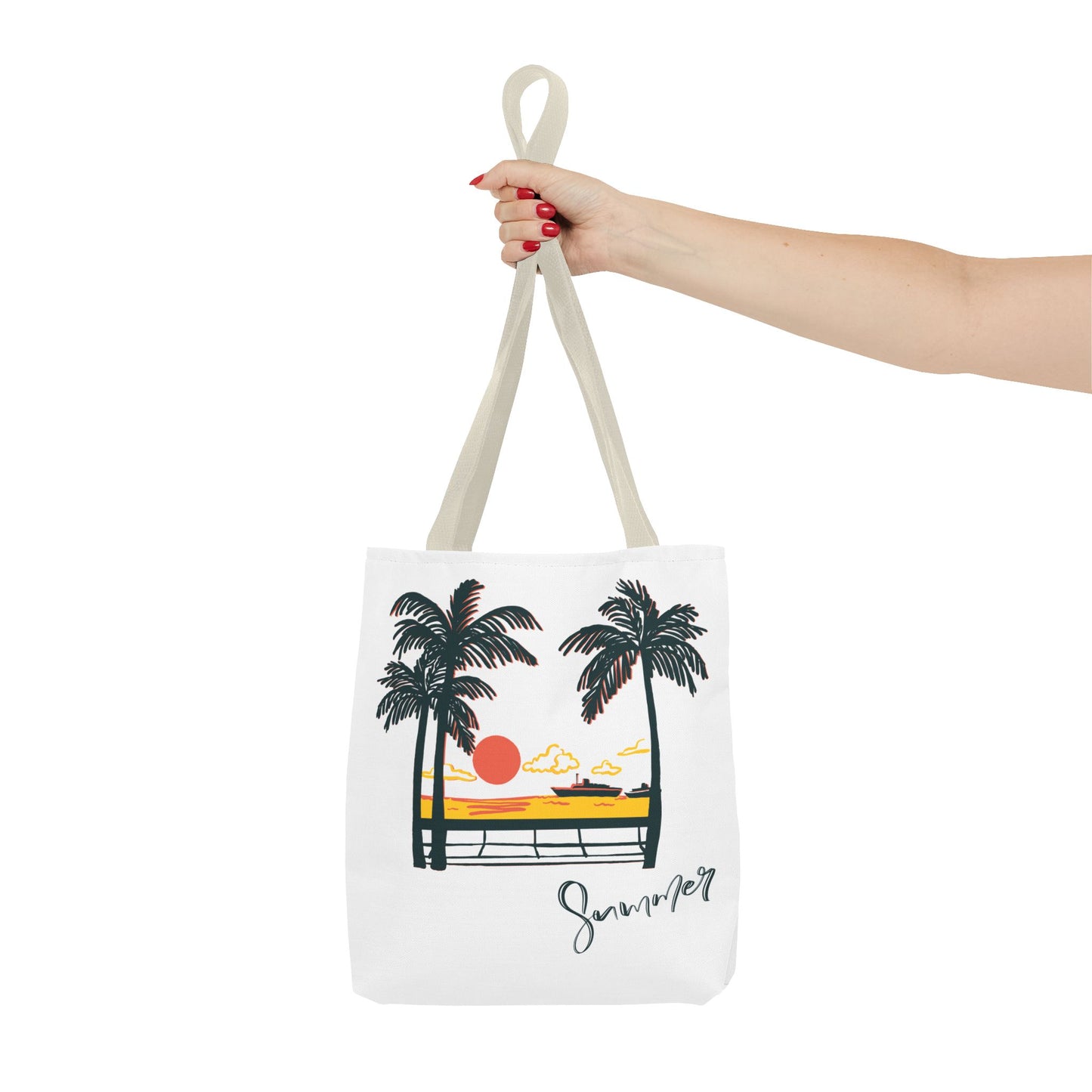Tote Bag with Summer Vibes, Beach Tote, Palm Tree Design, Stylish Summer Accessory