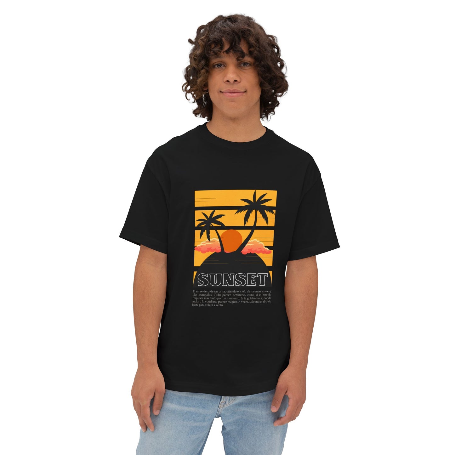Sunset Vibes Unisex Boxy Tee | Oversized T-Shirt, Summer Style, Beach Outfit