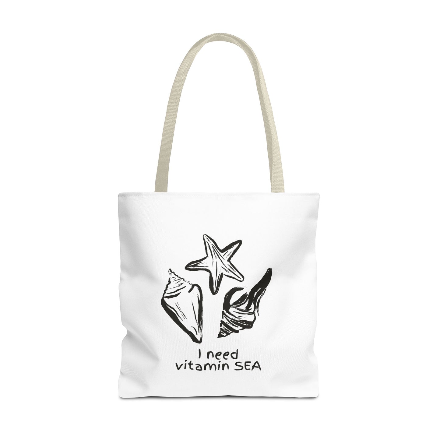 Beachy Tote Bag - I Need Vitamin SEA, Ocean Lover Reusable Shopping Tote, Cute Bag for Travel