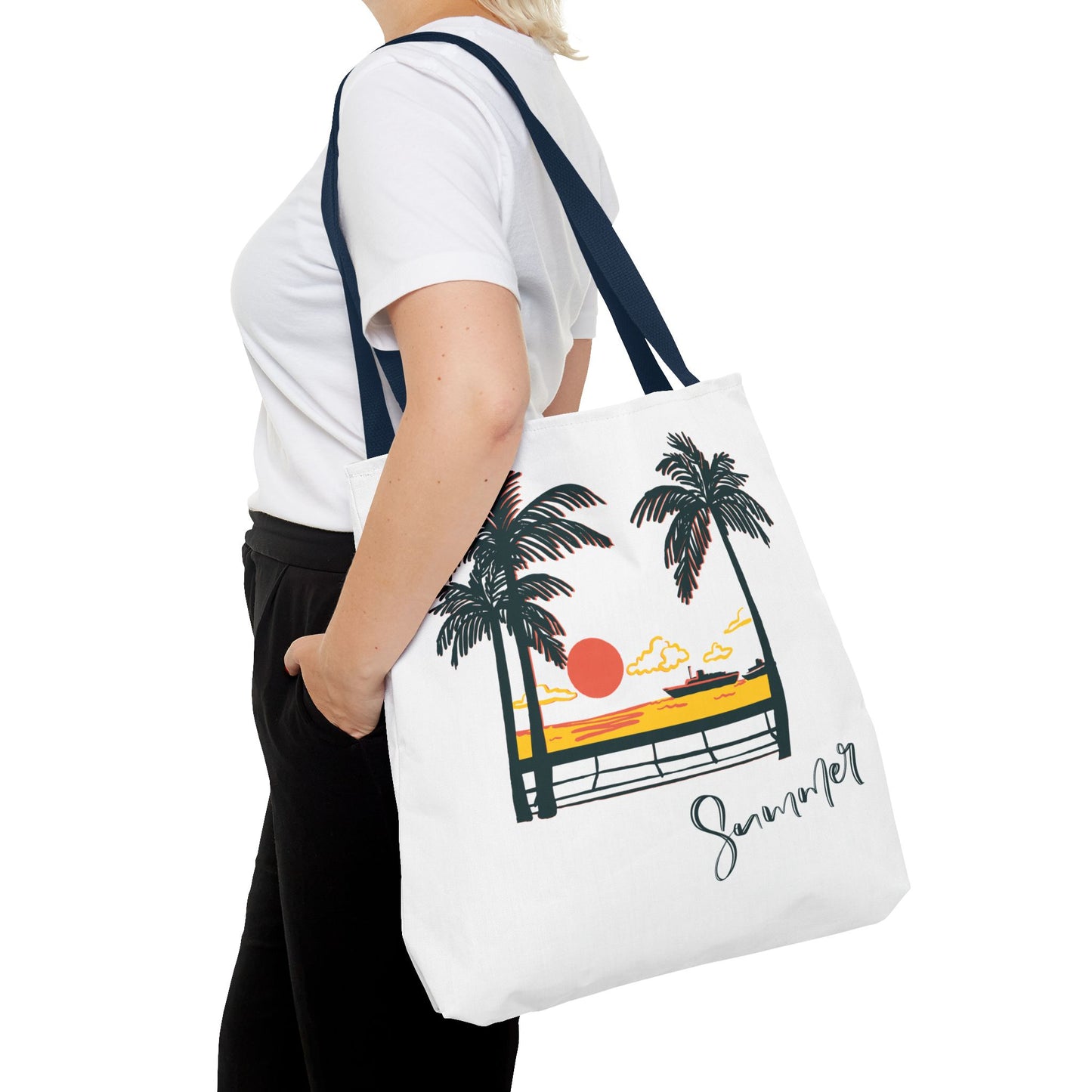Tote Bag with Summer Vibes, Beach Tote, Palm Tree Design, Stylish Summer Accessory