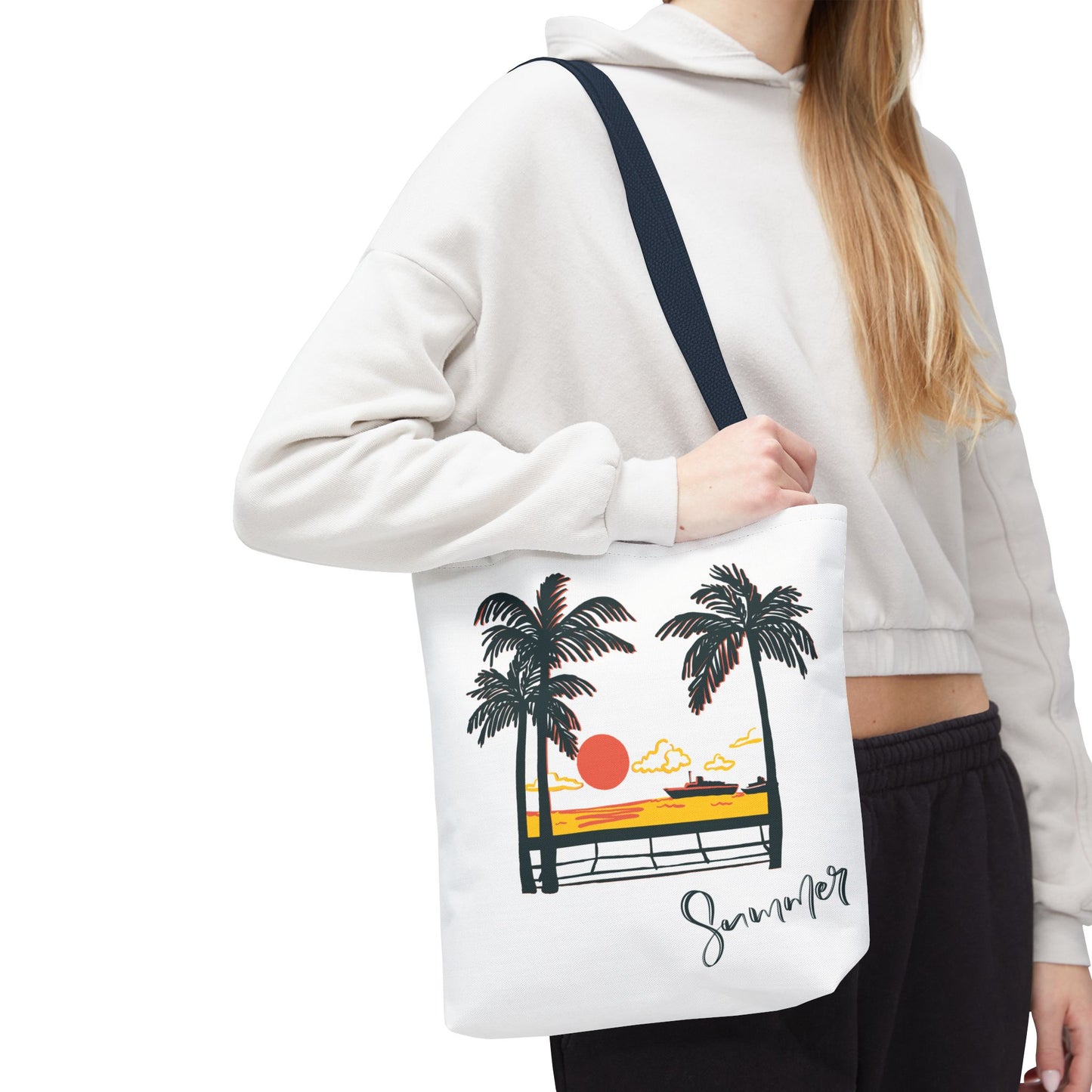 Tote Bag with Summer Vibes, Beach Tote, Palm Tree Design, Stylish Summer Accessory