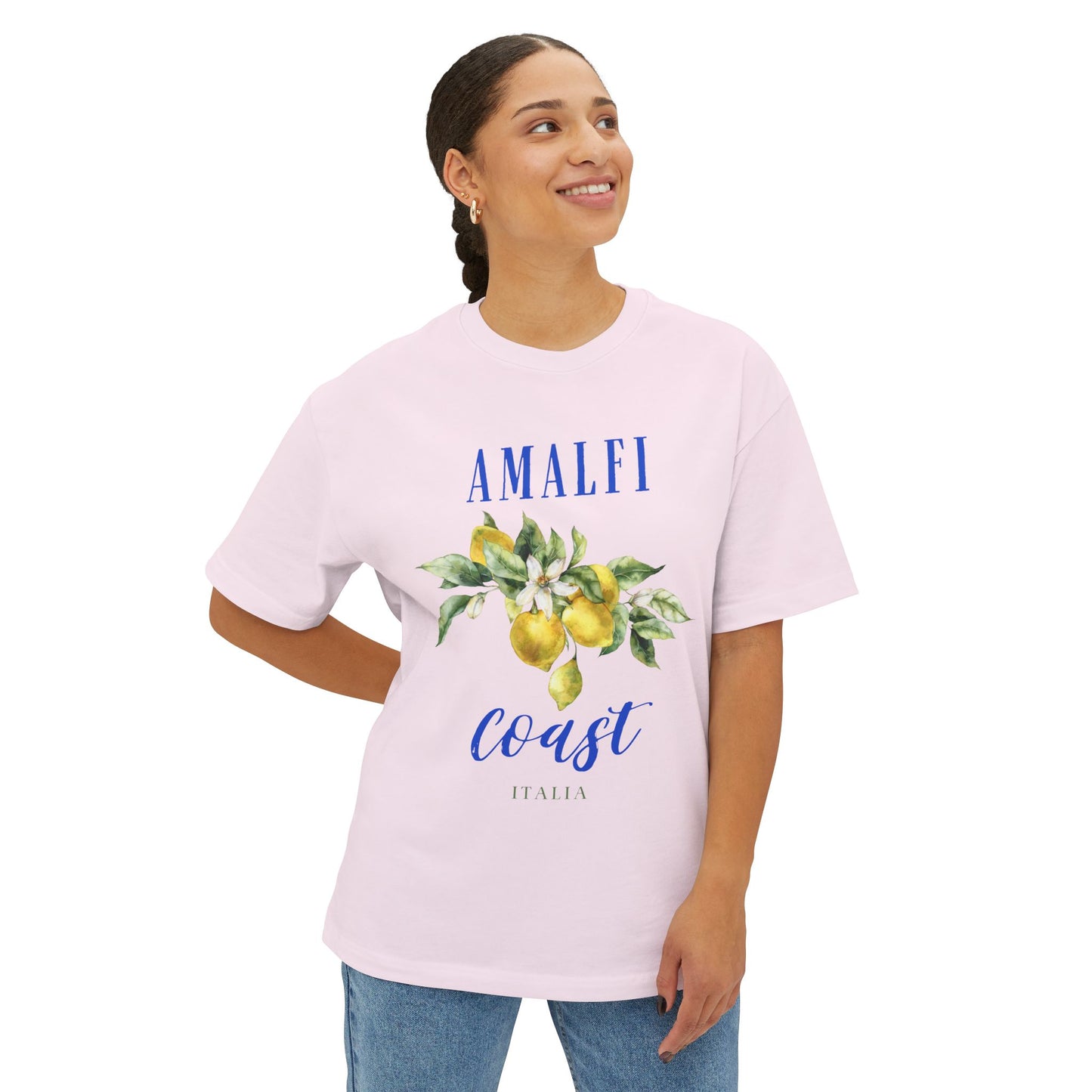 Amalfi Coast Lemon Unisex Oversized Boxy Tee, Comfortable Summer Shirt, Casual Beachwear