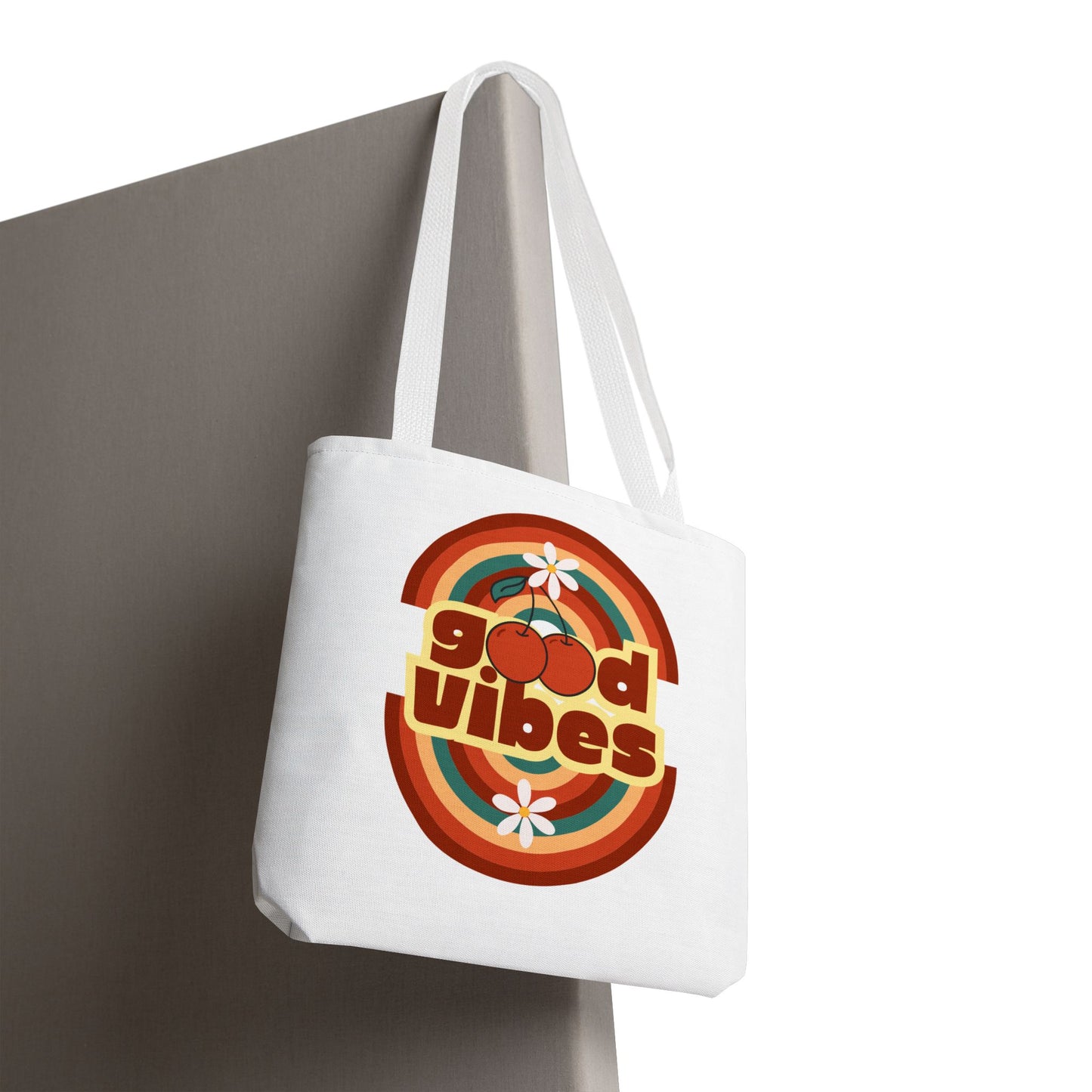 Retro Good Vibes Tote Bag, Stylish Eco-Friendly Tote Beach Bag