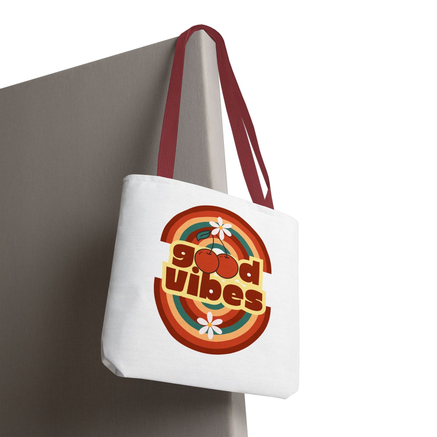 Retro Good Vibes Tote Bag, Stylish Eco-Friendly Tote Beach Bag