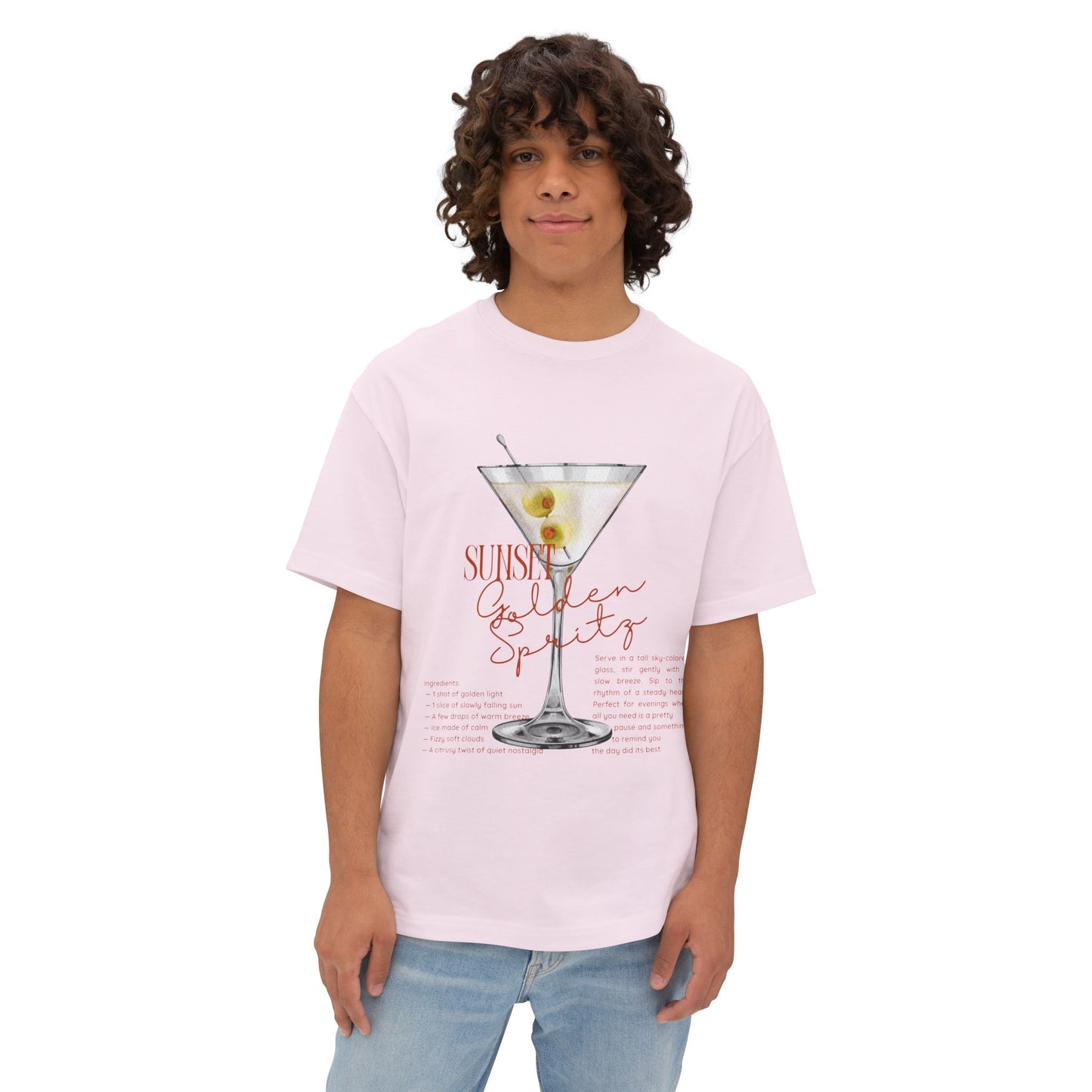 Chic Cocktail Tee for Relaxed Vibes, Unisex Boxy Shirt, Fun Graphic Tee