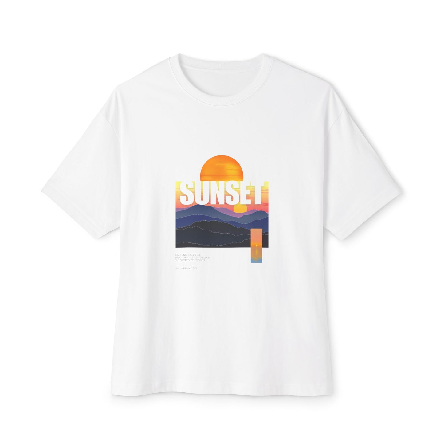 Sunset Vibes Unisex Oversized Boxy Tee | Chill Beachwear T-Shirt, Graphic Tee