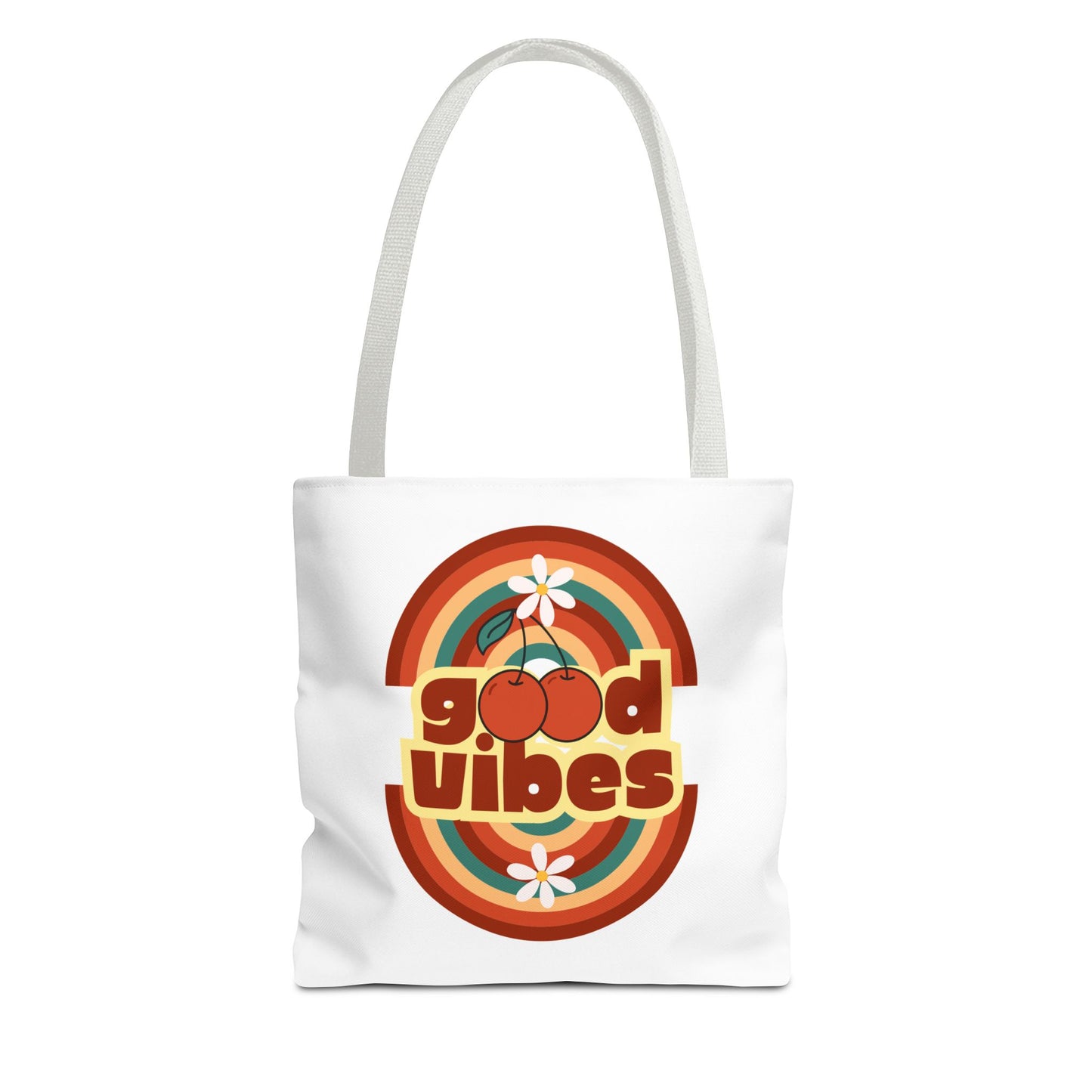 Retro Good Vibes Tote Bag, Stylish Eco-Friendly Tote Beach Bag