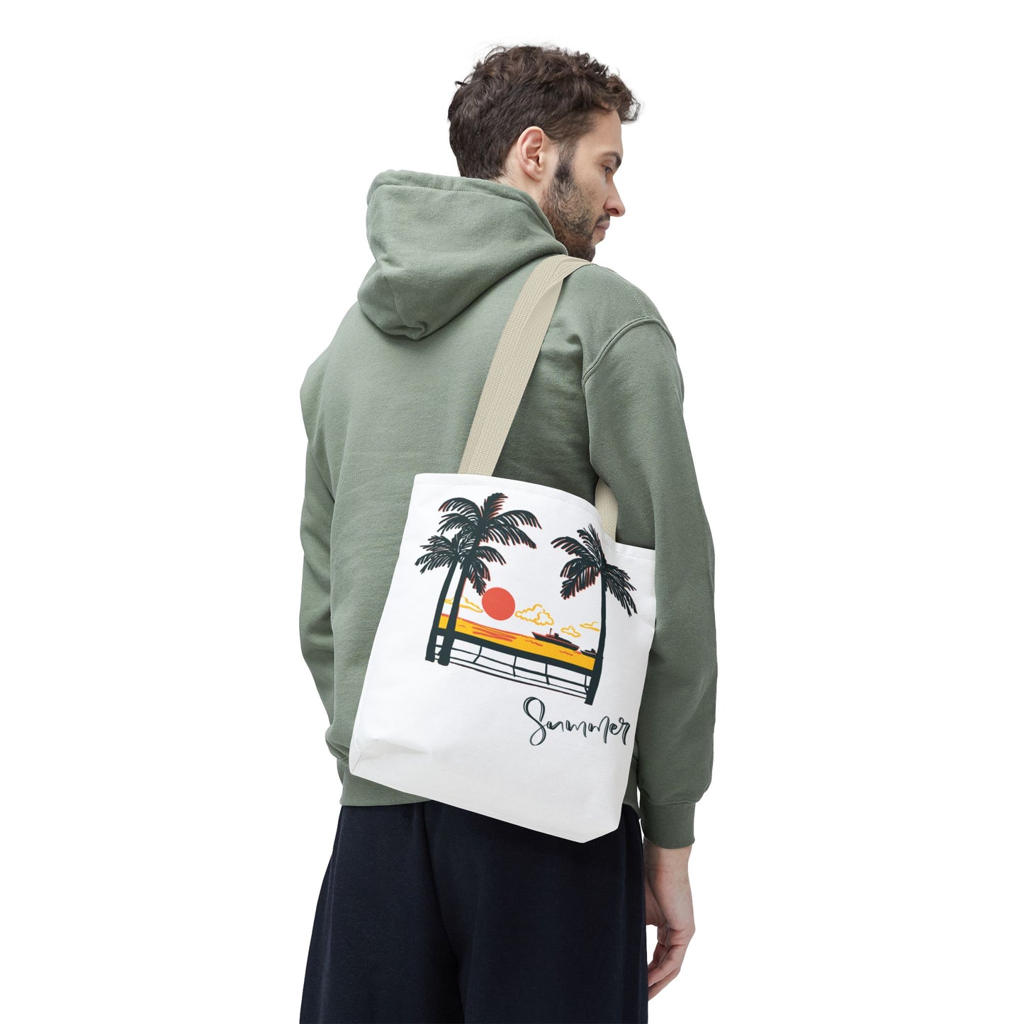 Tote Bag with Summer Vibes, Beach Tote, Palm Tree Design, Stylish Summer Accessory