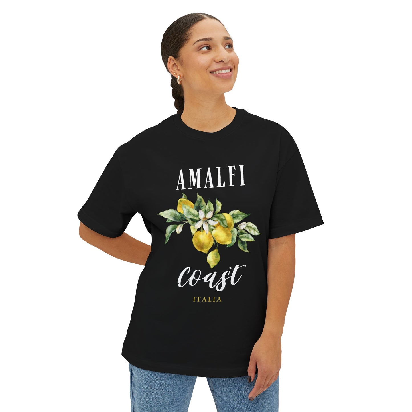 Amalfi Coast Lemon Unisex Oversized Boxy Tee, Comfortable Summer Shirt, Casual Beachwear