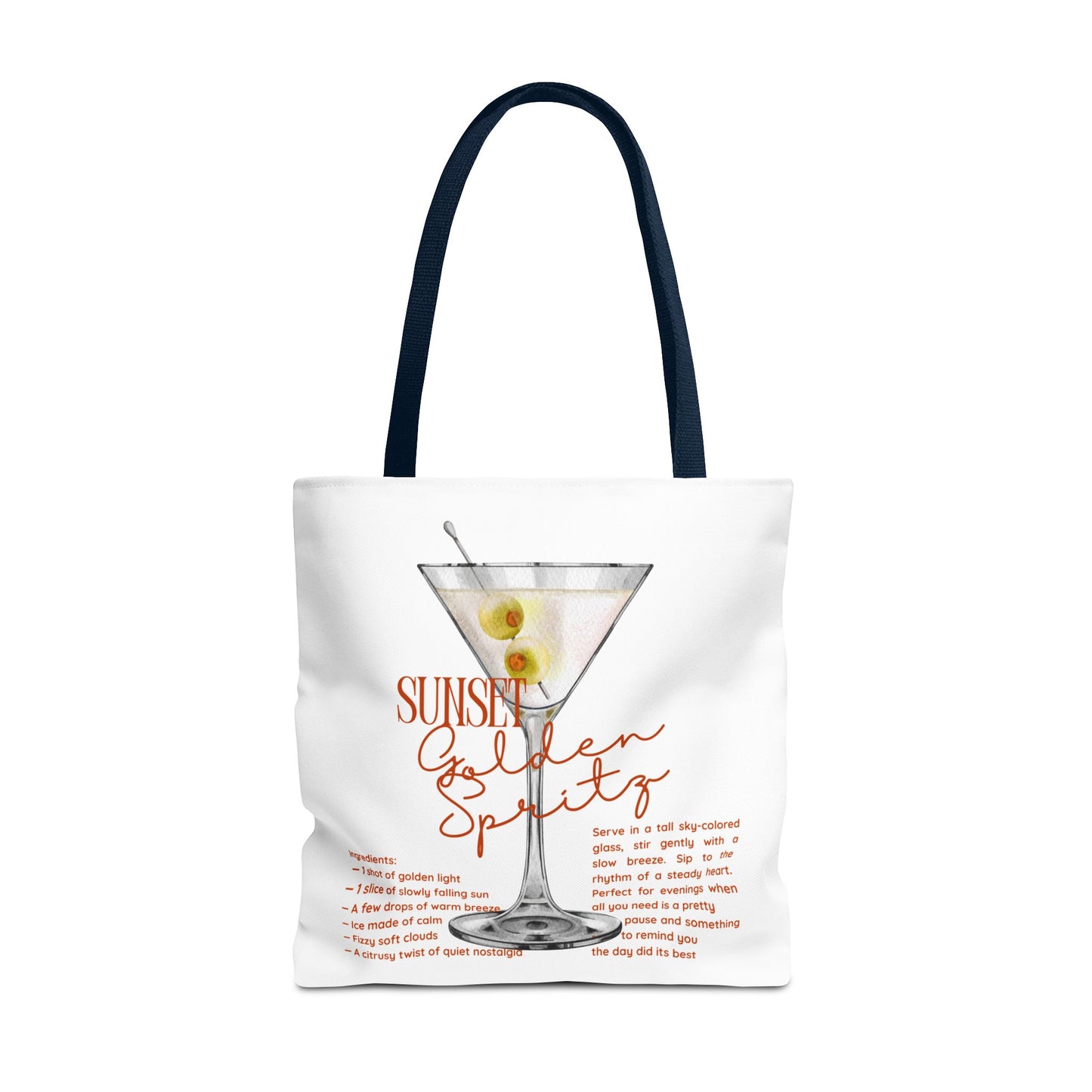 Sunset Golden Spirits Tote Bag, Cocktail Lover Gift, Canvas Bag for Beach, Party, or Everyday Use, Fun Summer Accessory, Travel Tote