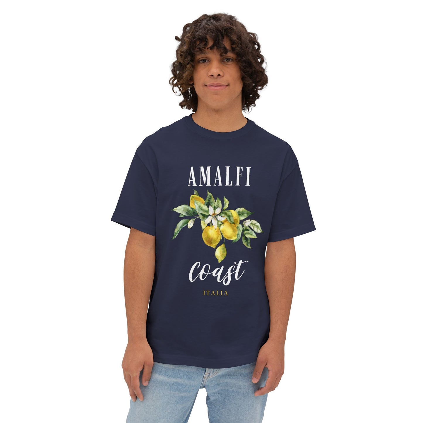 Amalfi Coast Lemon Unisex Oversized Boxy Tee, Comfortable Summer Shirt, Casual Beachwear