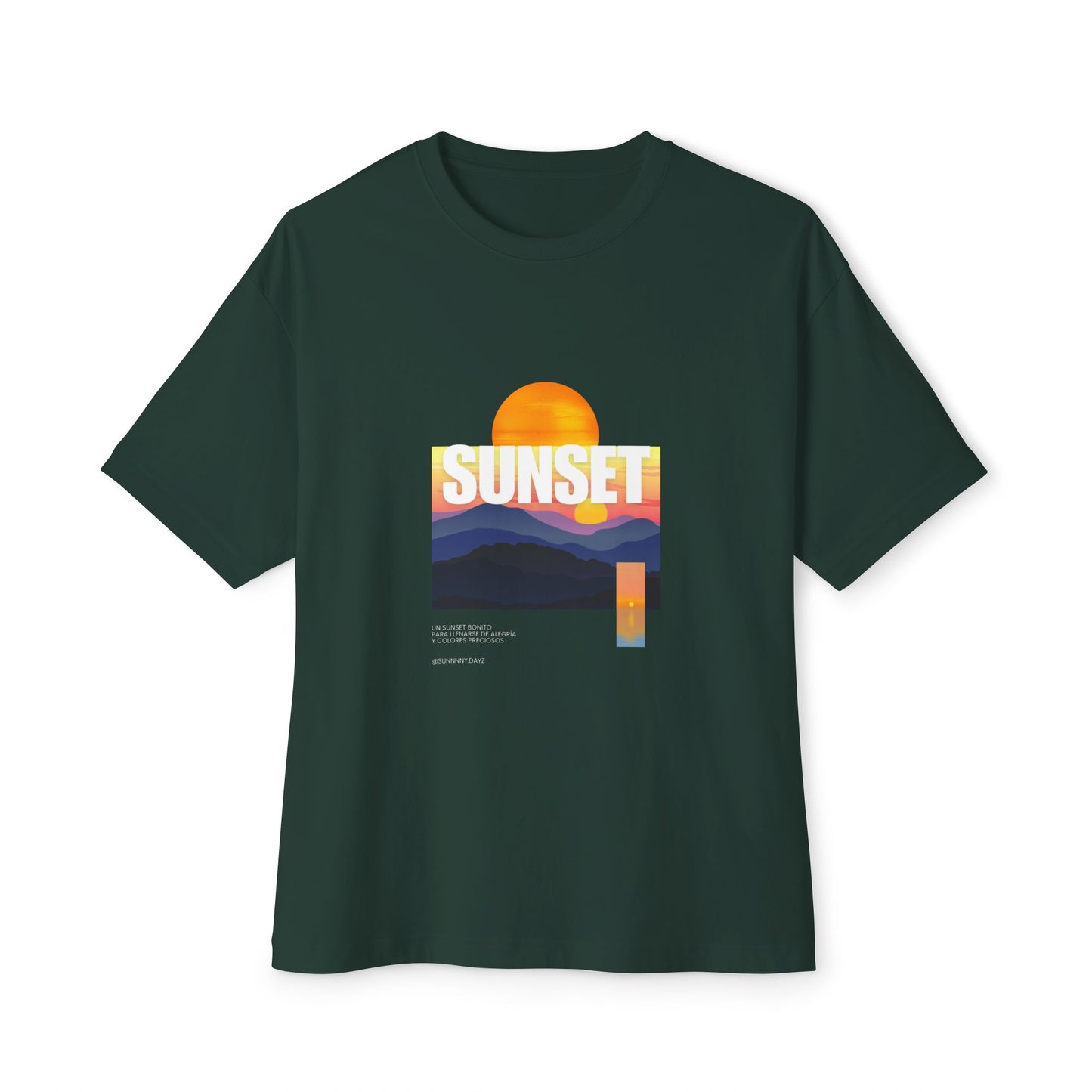 Sunset Vibes Unisex Oversized Boxy Tee | Chill Beachwear T-Shirt, Graphic Tee