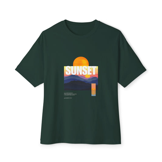 Sunset Vibes Unisex Oversized Boxy Tee | Chill Beachwear T-Shirt, Graphic Tee