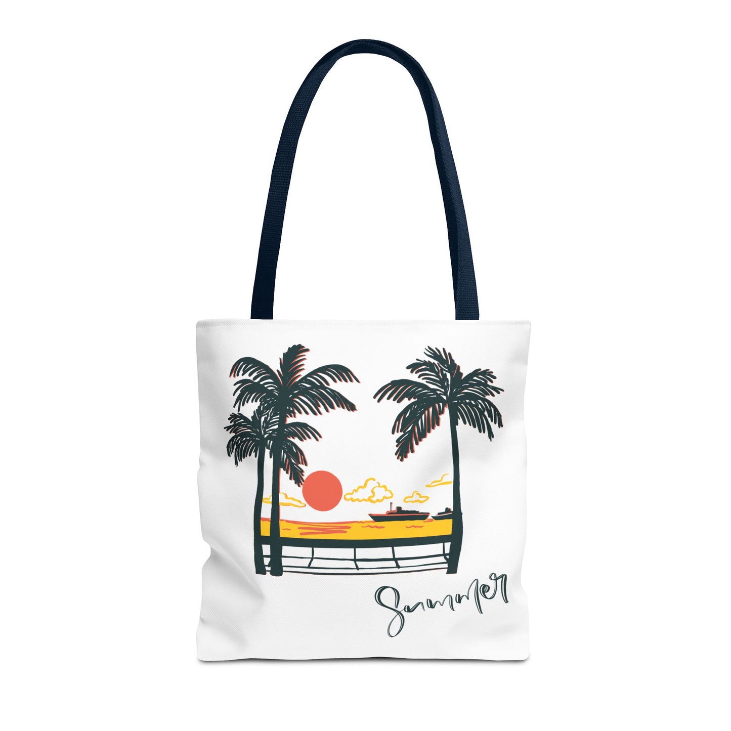 Tote Bag with Summer Vibes, Beach Tote, Palm Tree Design, Stylish Summer Accessory