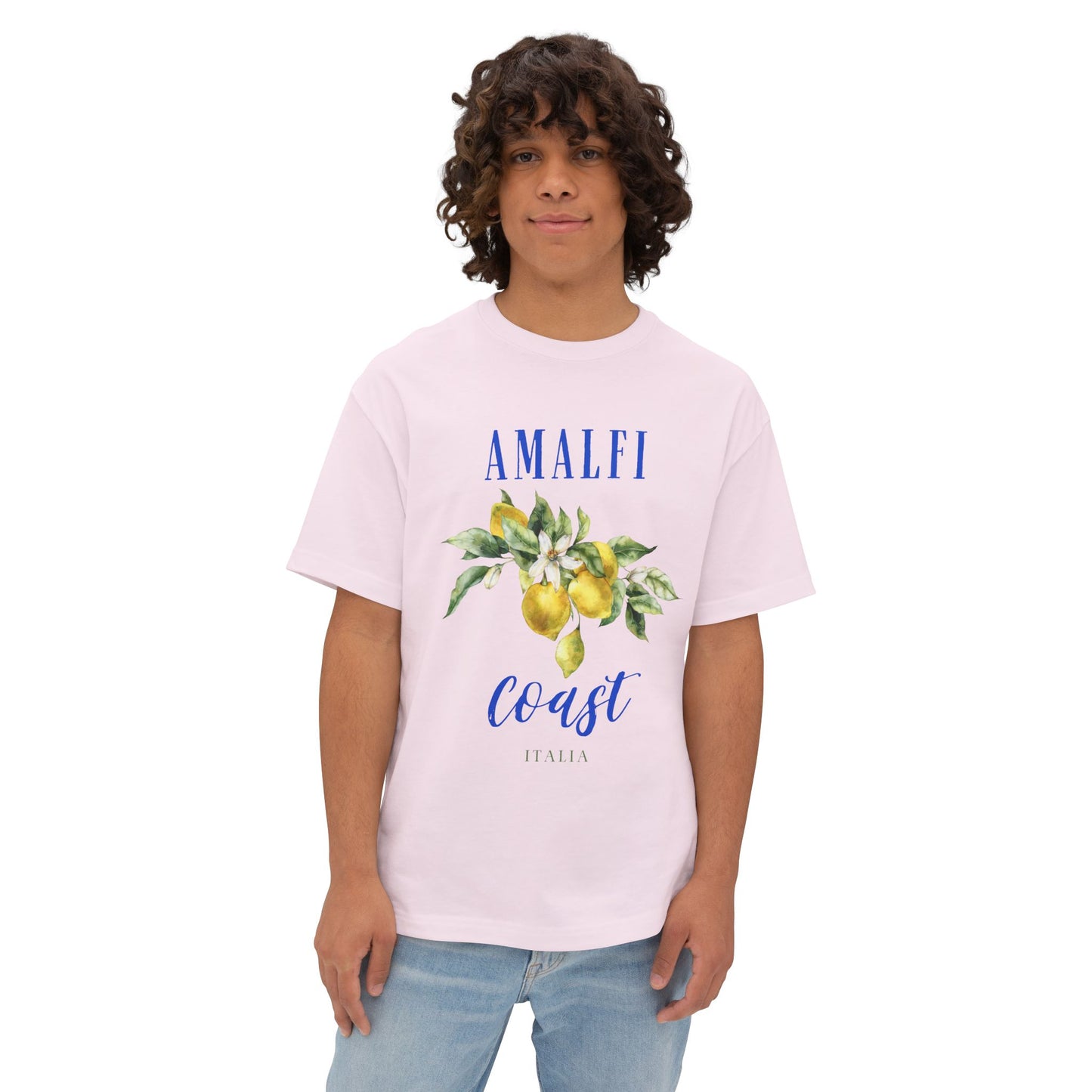Amalfi Coast Lemon Unisex Oversized Boxy Tee, Comfortable Summer Shirt, Casual Beachwear
