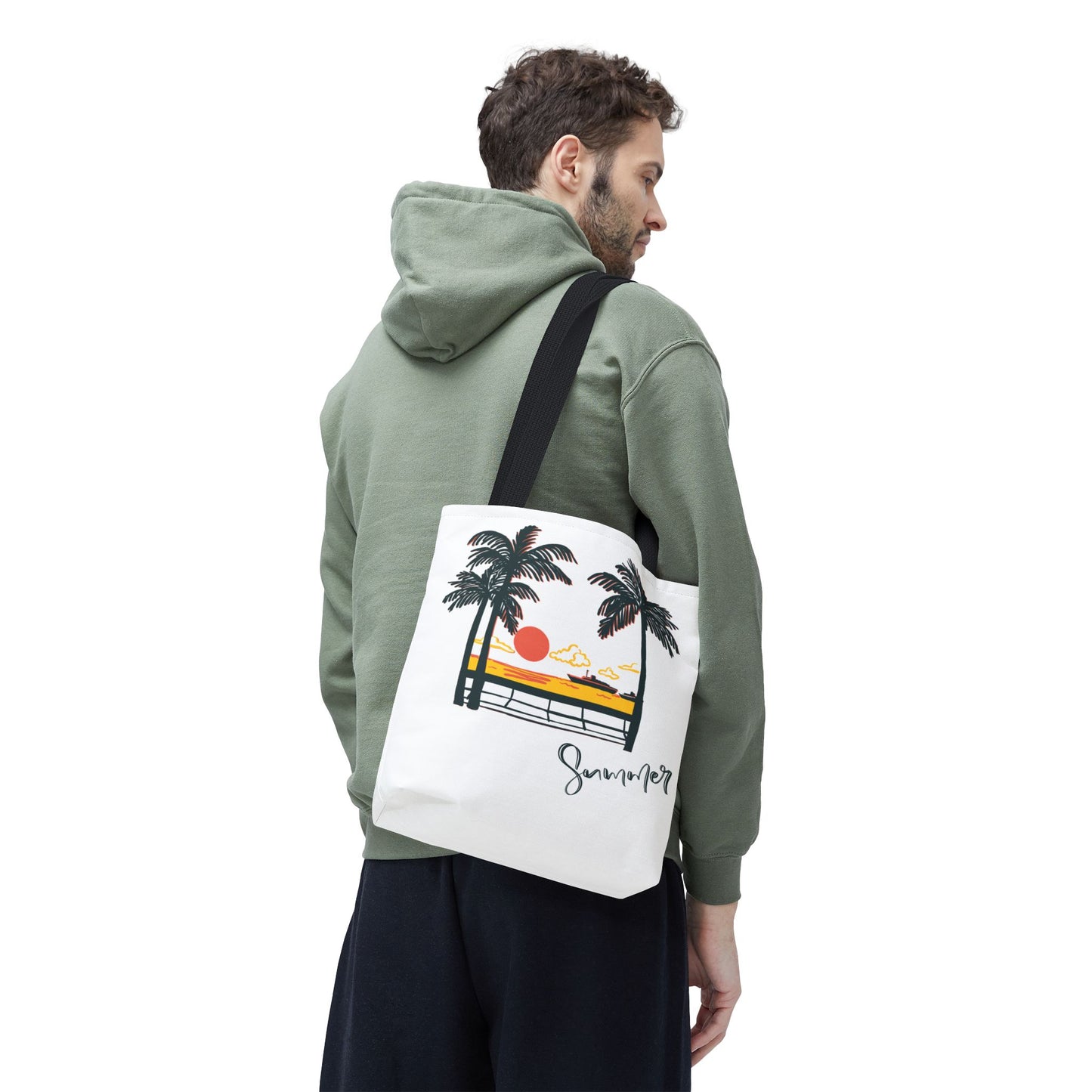 Tote Bag with Summer Vibes, Beach Tote, Palm Tree Design, Stylish Summer Accessory