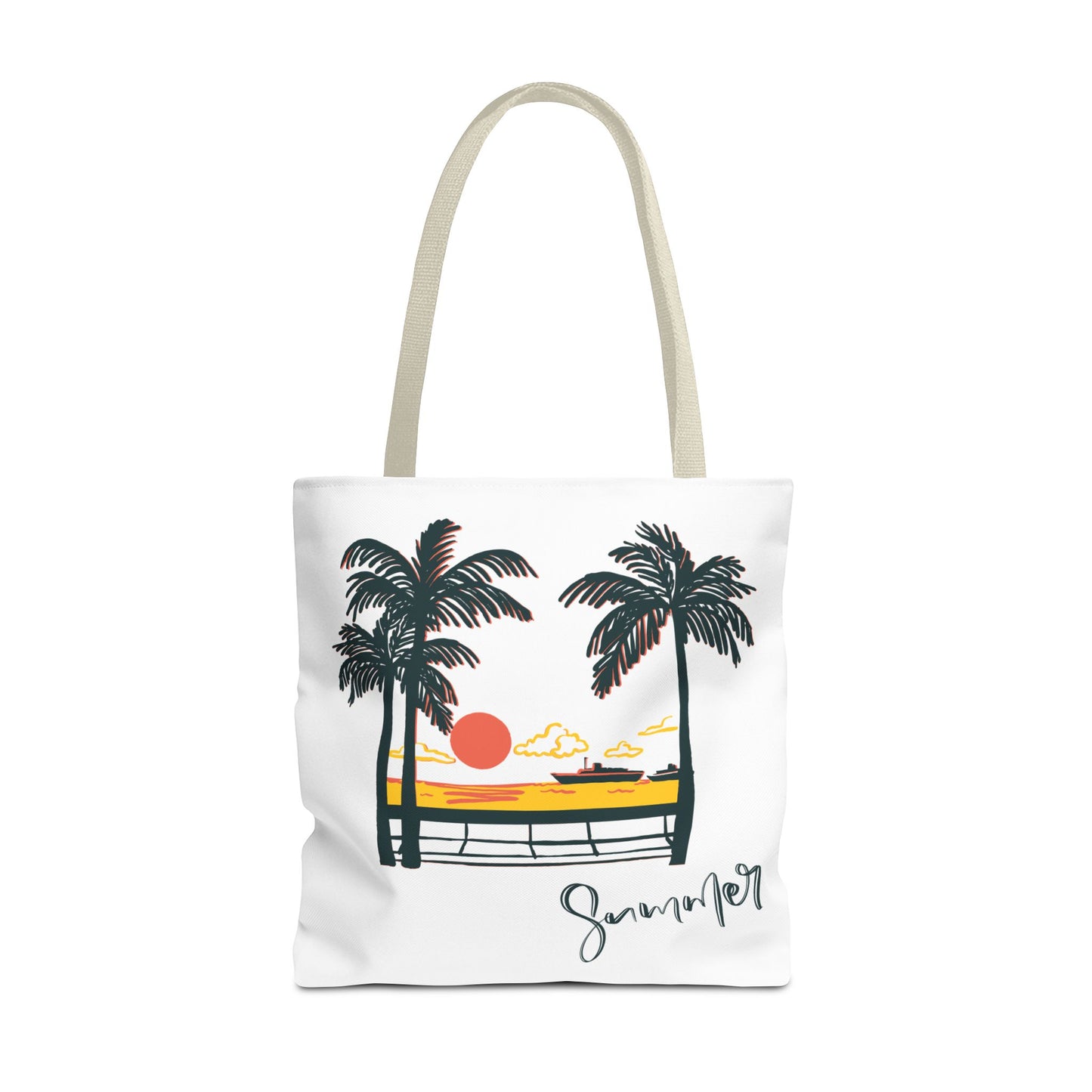 Tote Bag with Summer Vibes, Beach Tote, Palm Tree Design, Stylish Summer Accessory