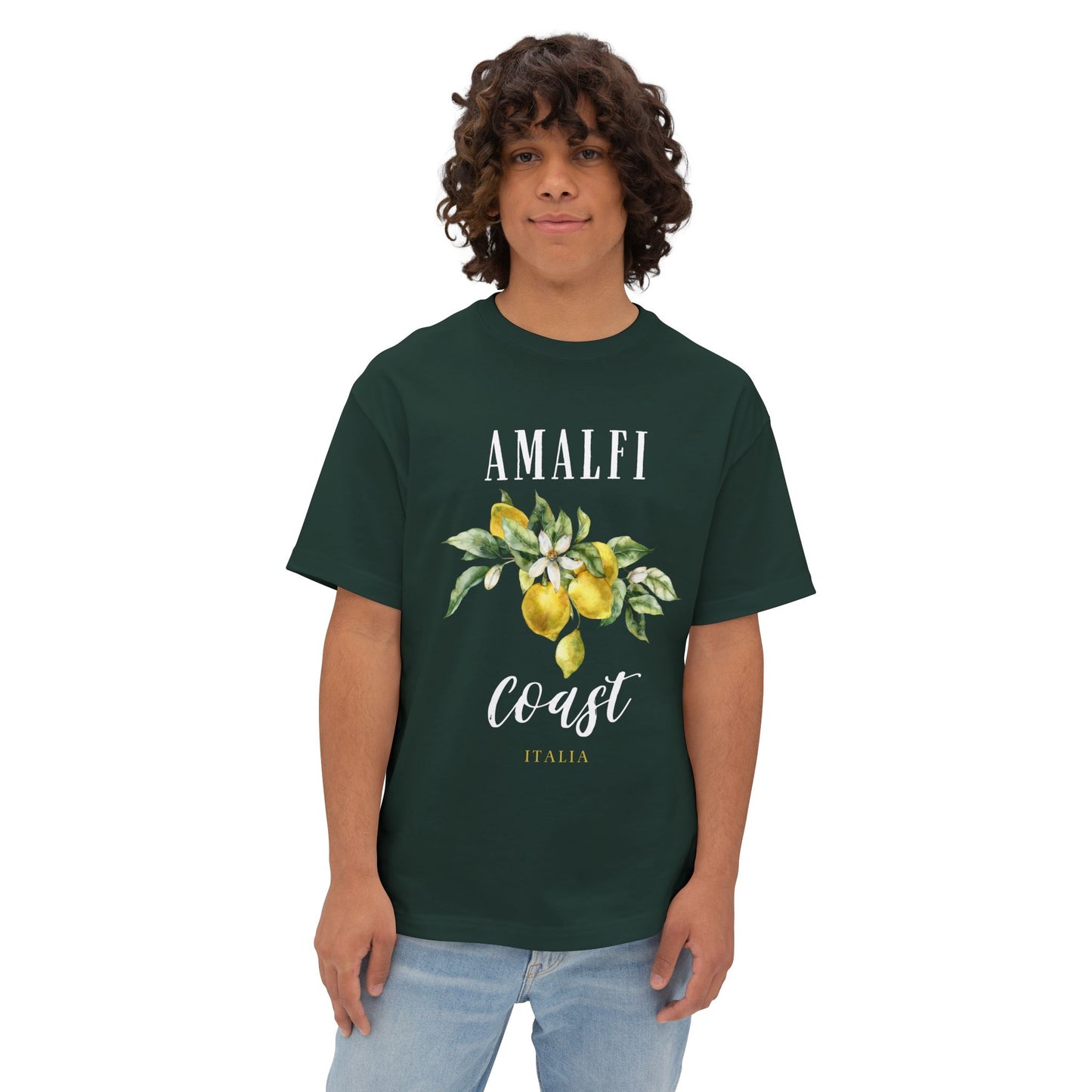 Amalfi Coast Lemon Unisex Oversized Boxy Tee, Comfortable Summer Shirt, Casual Beachwear