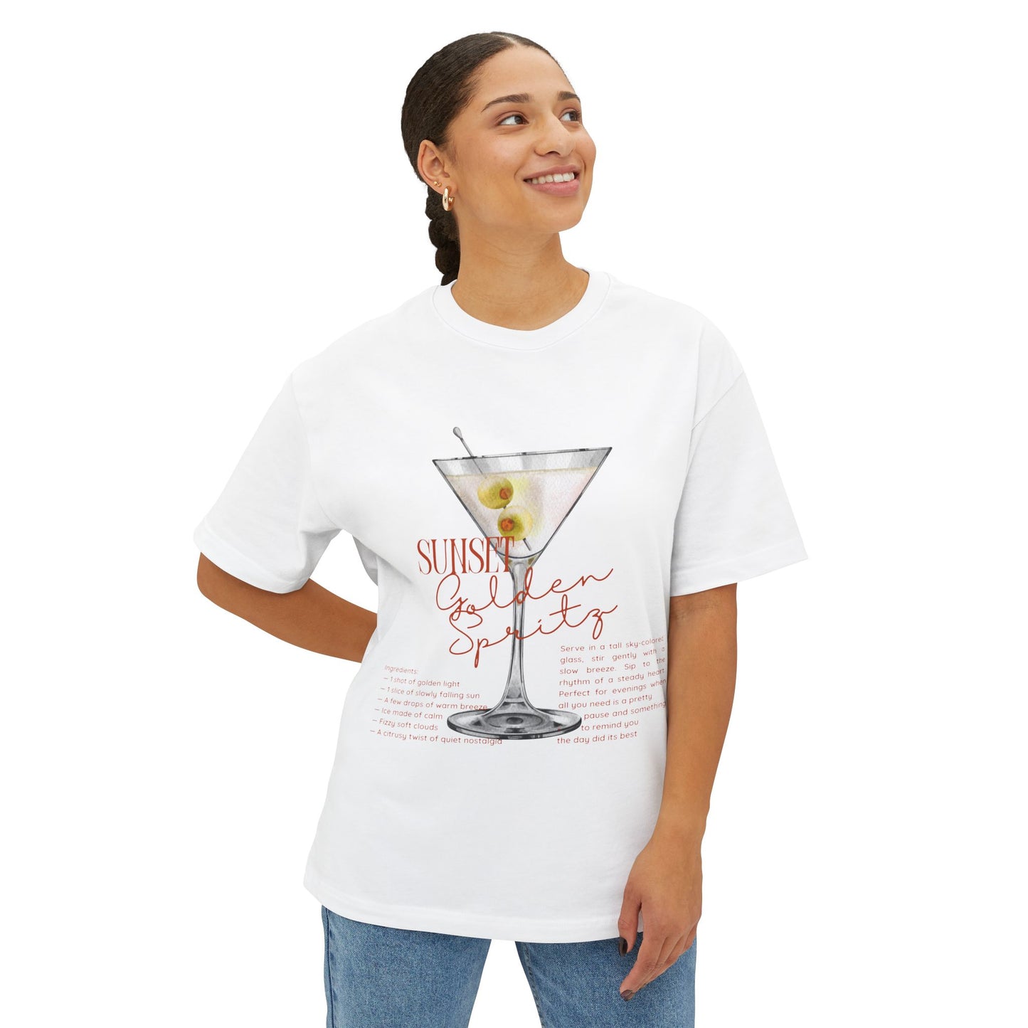 Chic Cocktail Tee for Relaxed Vibes, Unisex Boxy Shirt, Fun Graphic Tee